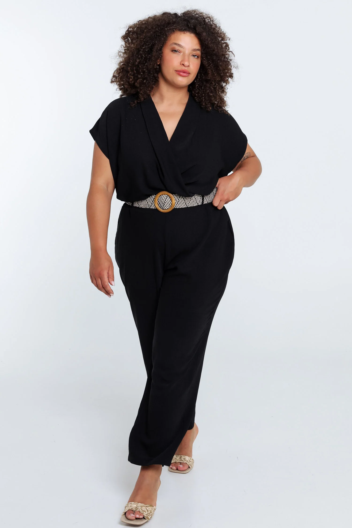 Eénkleurige jumpsuit met riem - Image 20