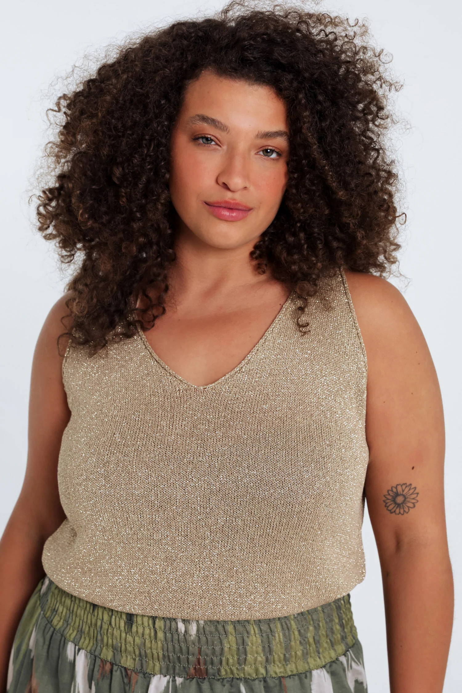 Uni gebreide top met lurex