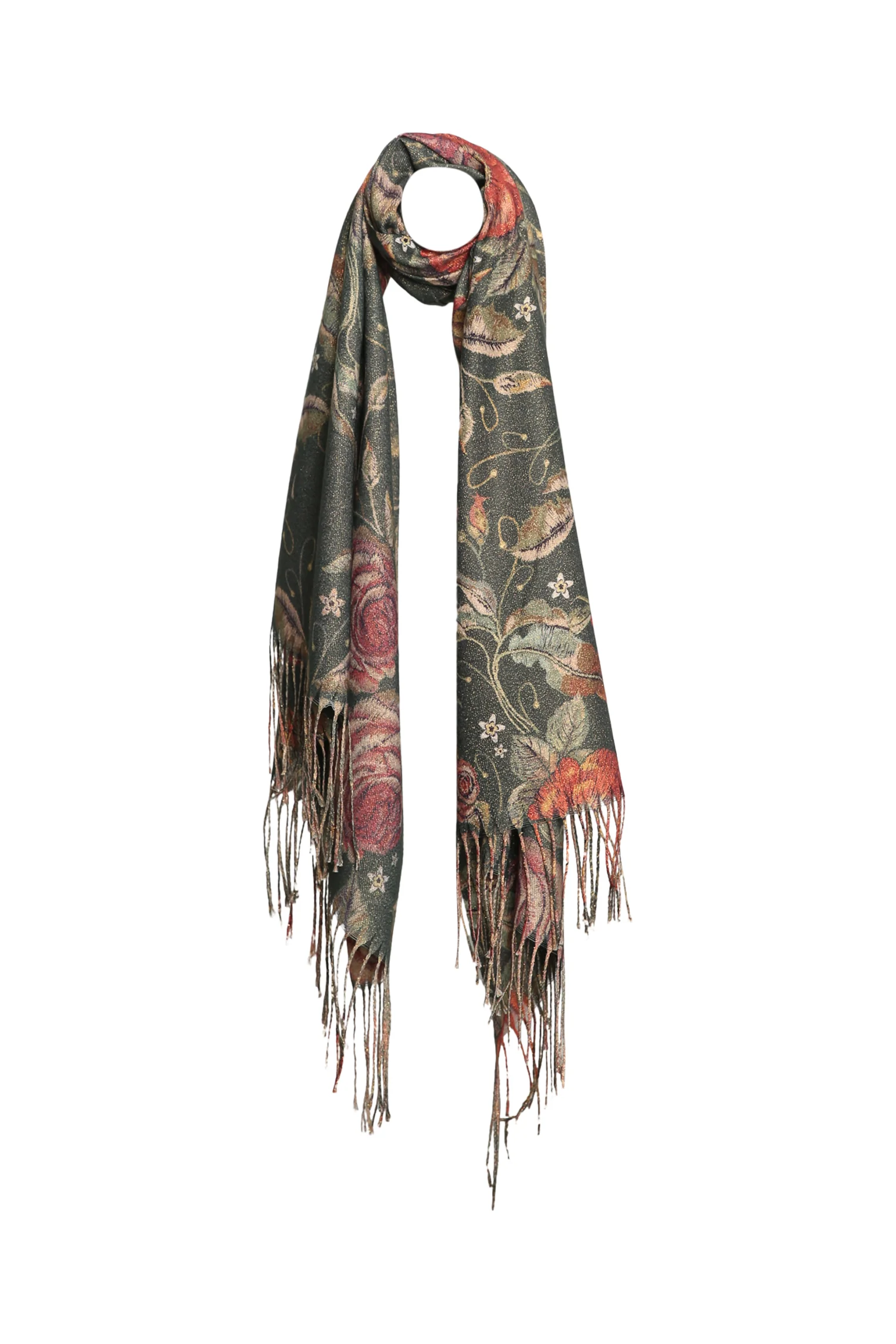 Warme sjaal met bloemenprint