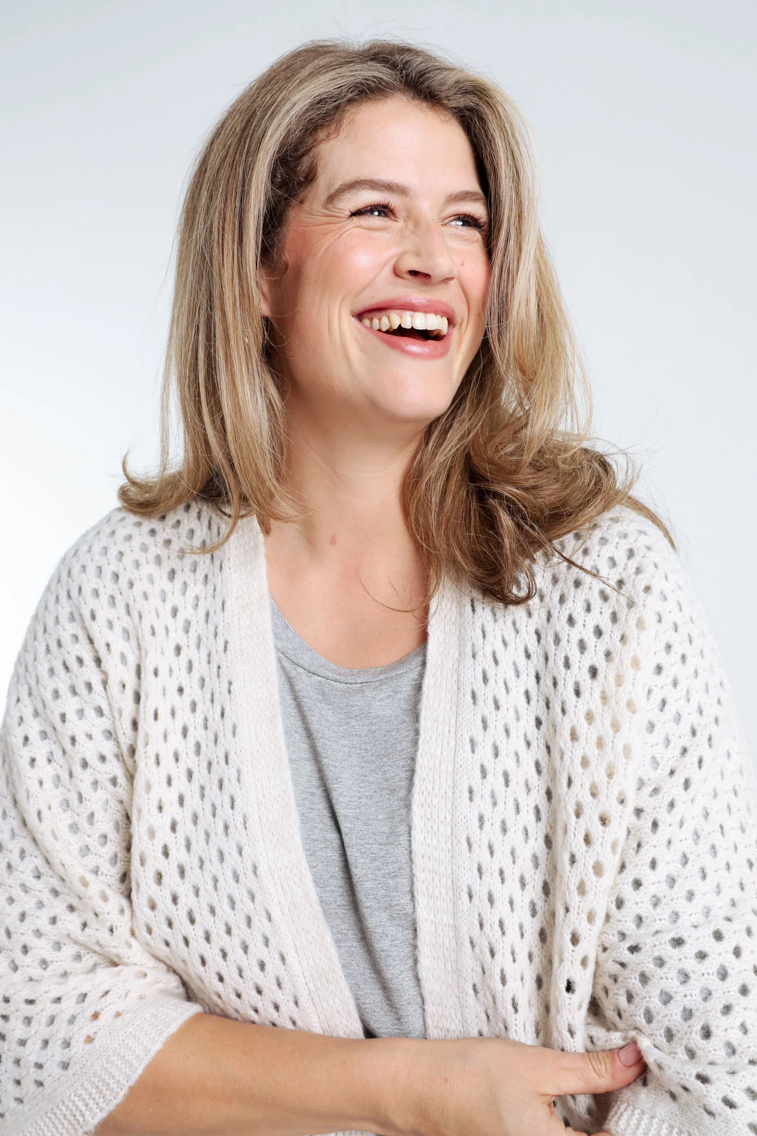Lang, effen, opengewerkt vest in wol - Image 3