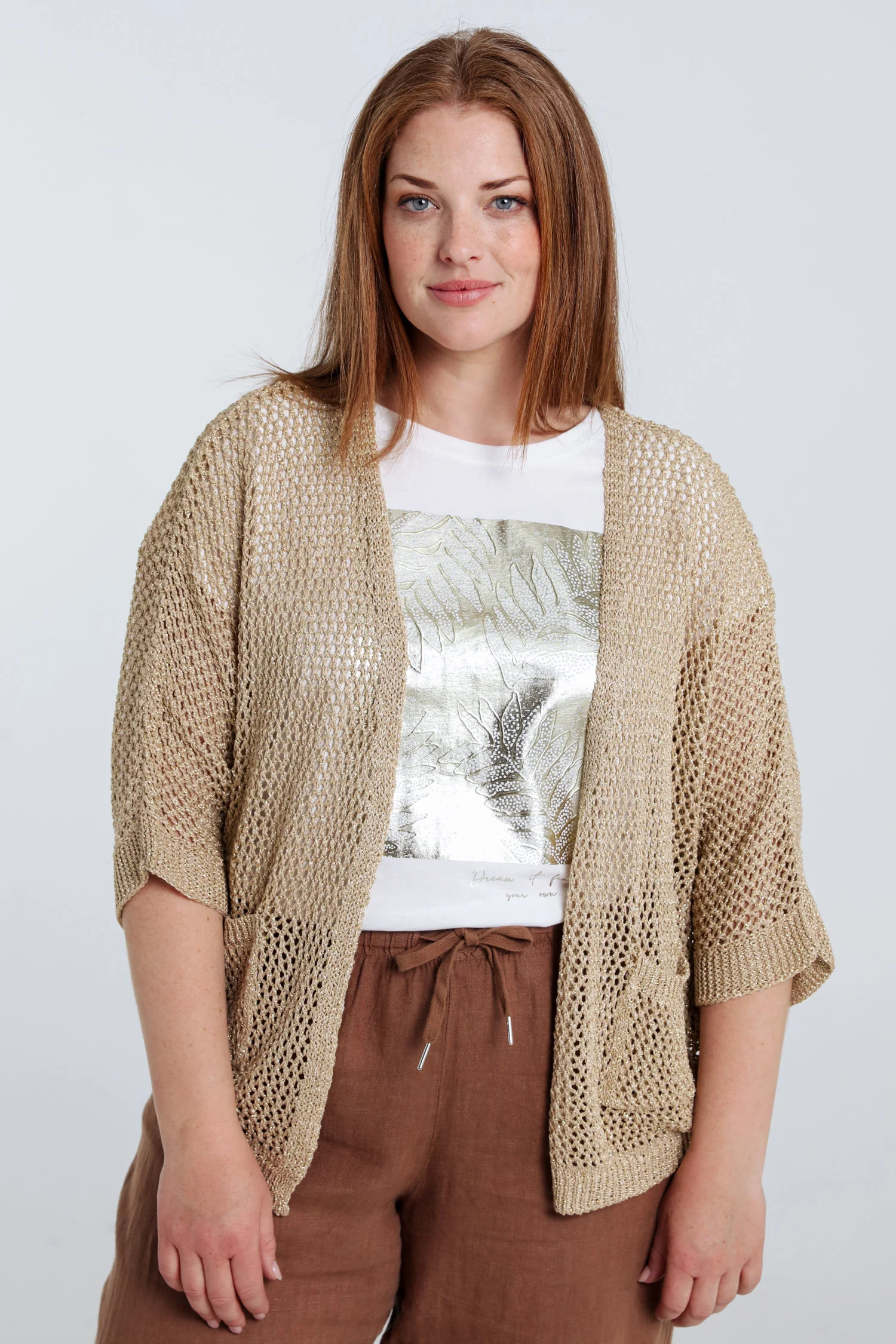 Effen opengewerkt vest van viscose