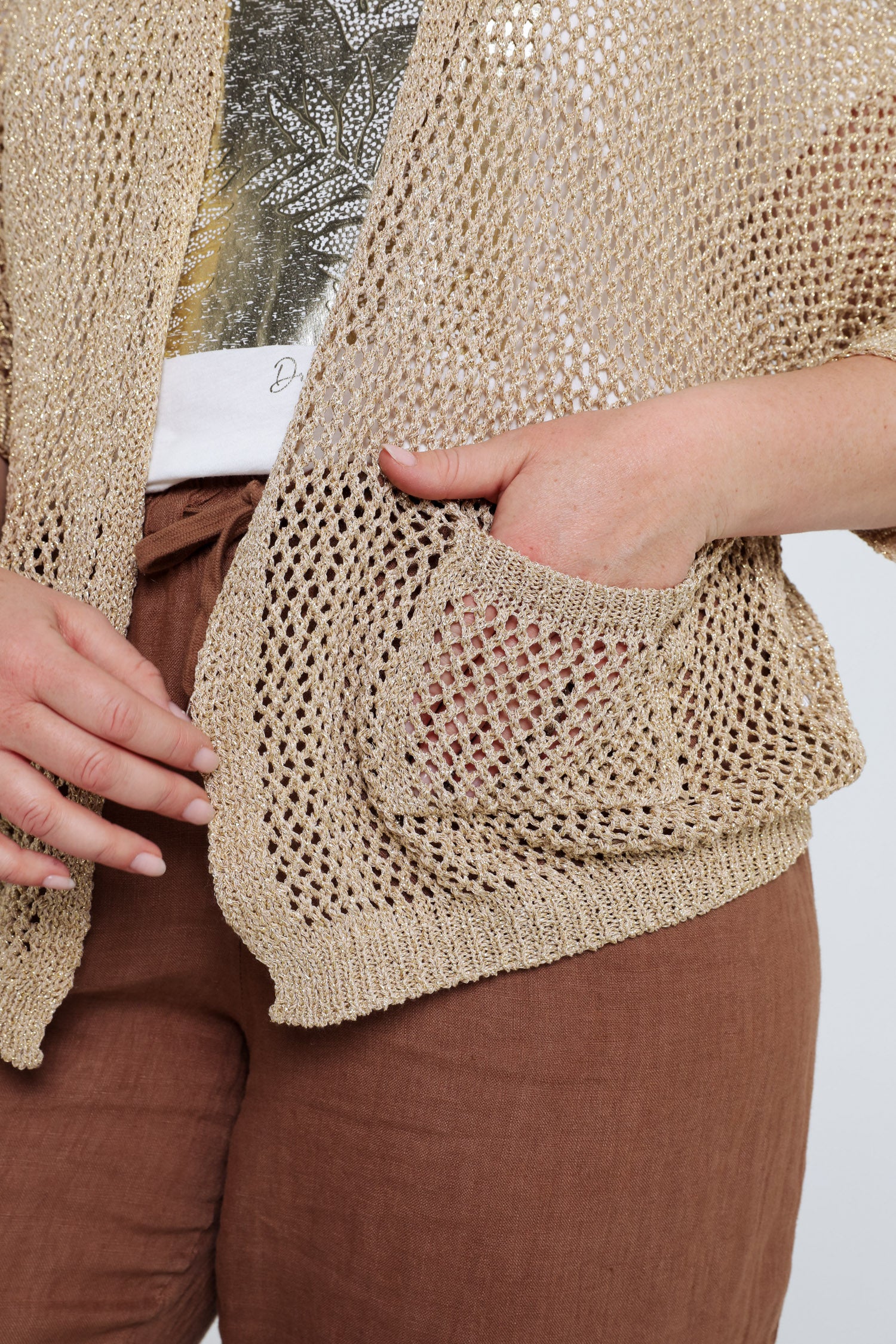 Effen opengewerkt vest van viscose - Image 6