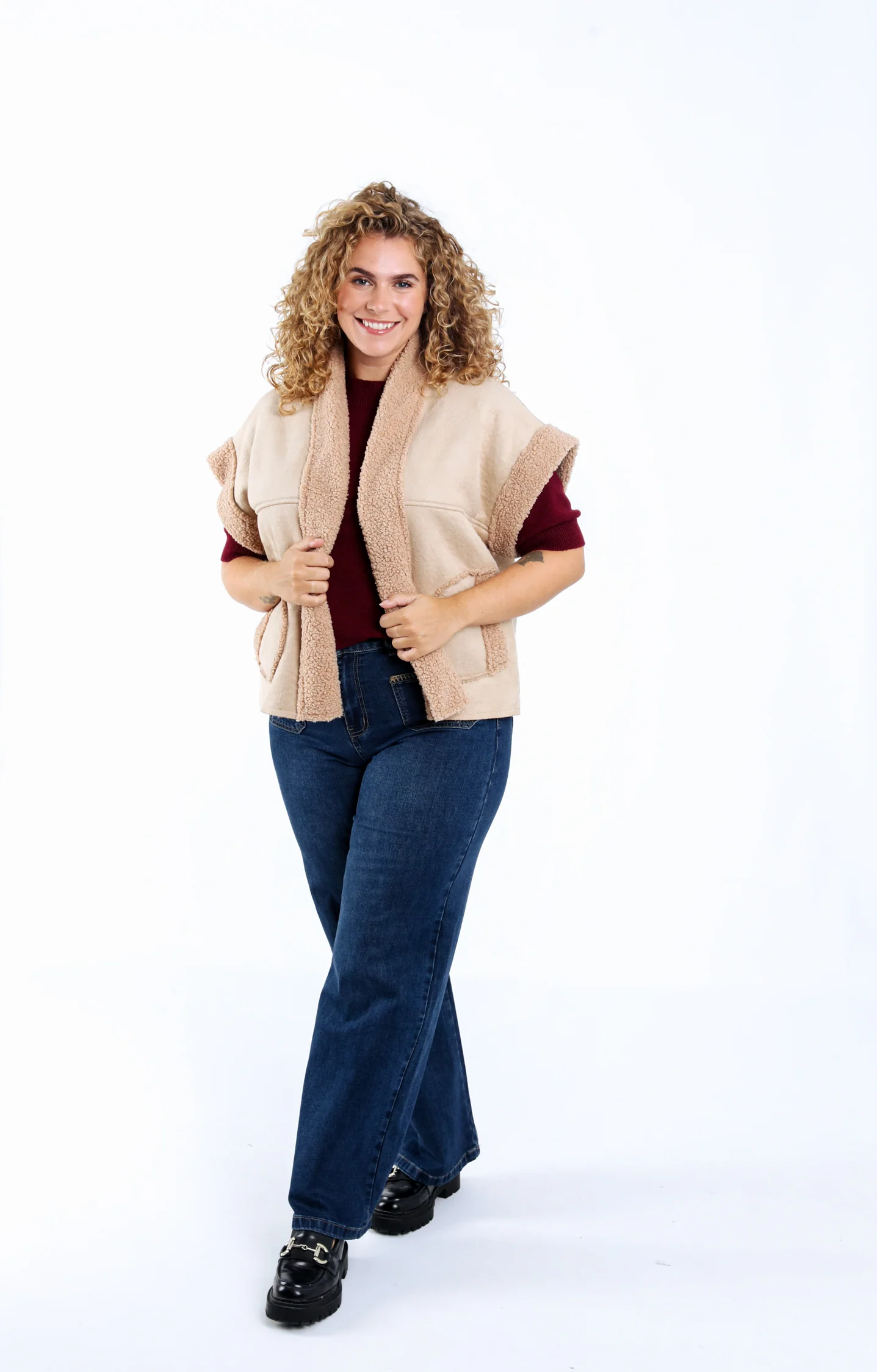 Effen gilet met schapenvachtlook - Image 6