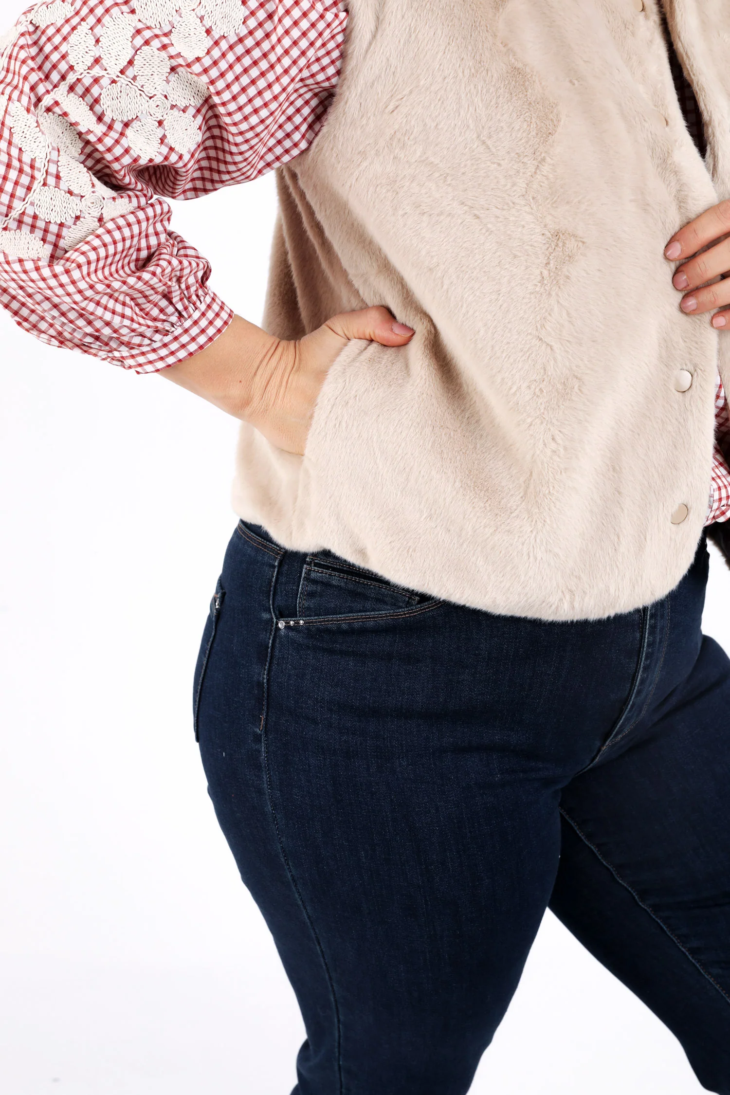 Effen gilet van imitatiebont - Image 4