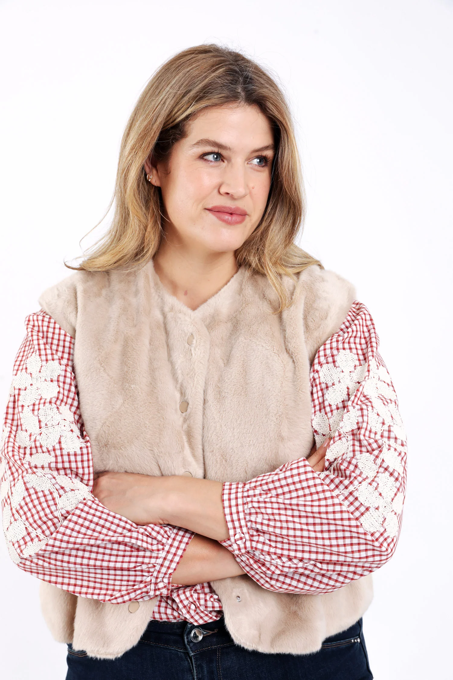 Effen gilet van imitatiebont - Image 5