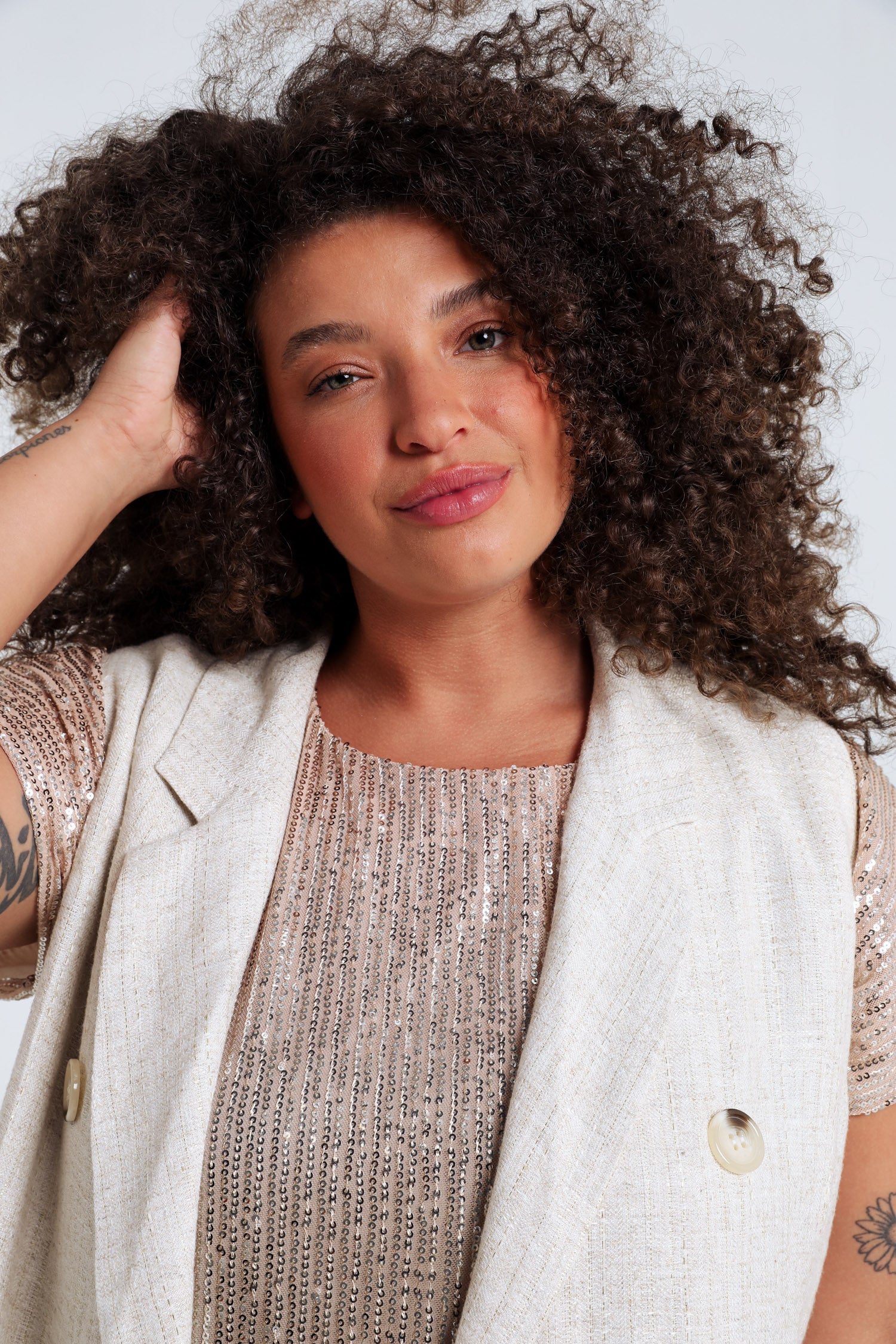 Gilet van viscose en lin met lurex - Image 3