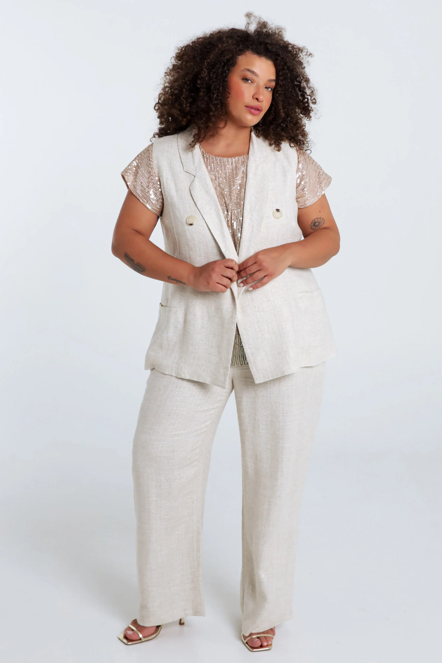 Gilet van viscose en lin met lurex - Image 8