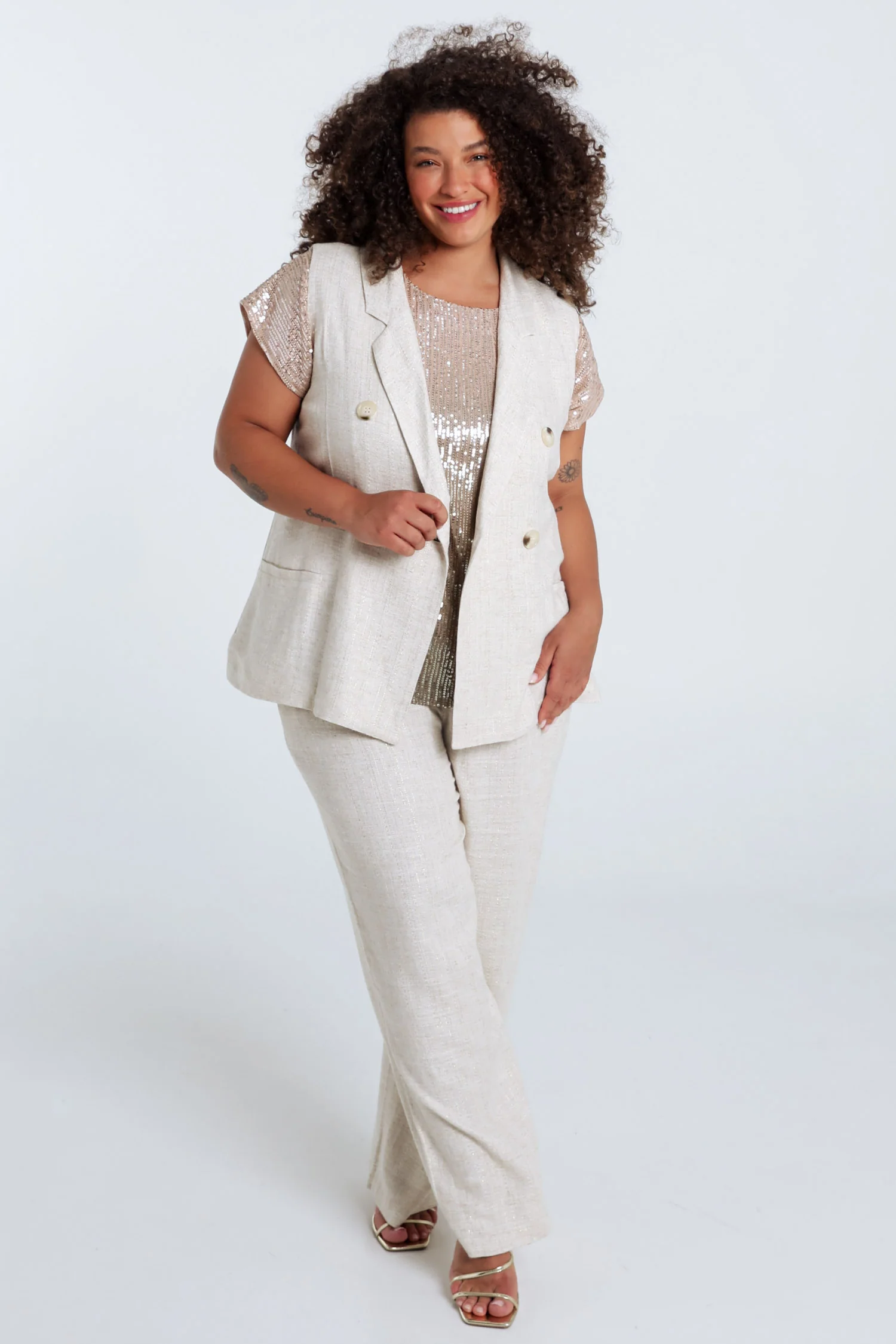 Gilet van viscose en lin met lurex - Image 9