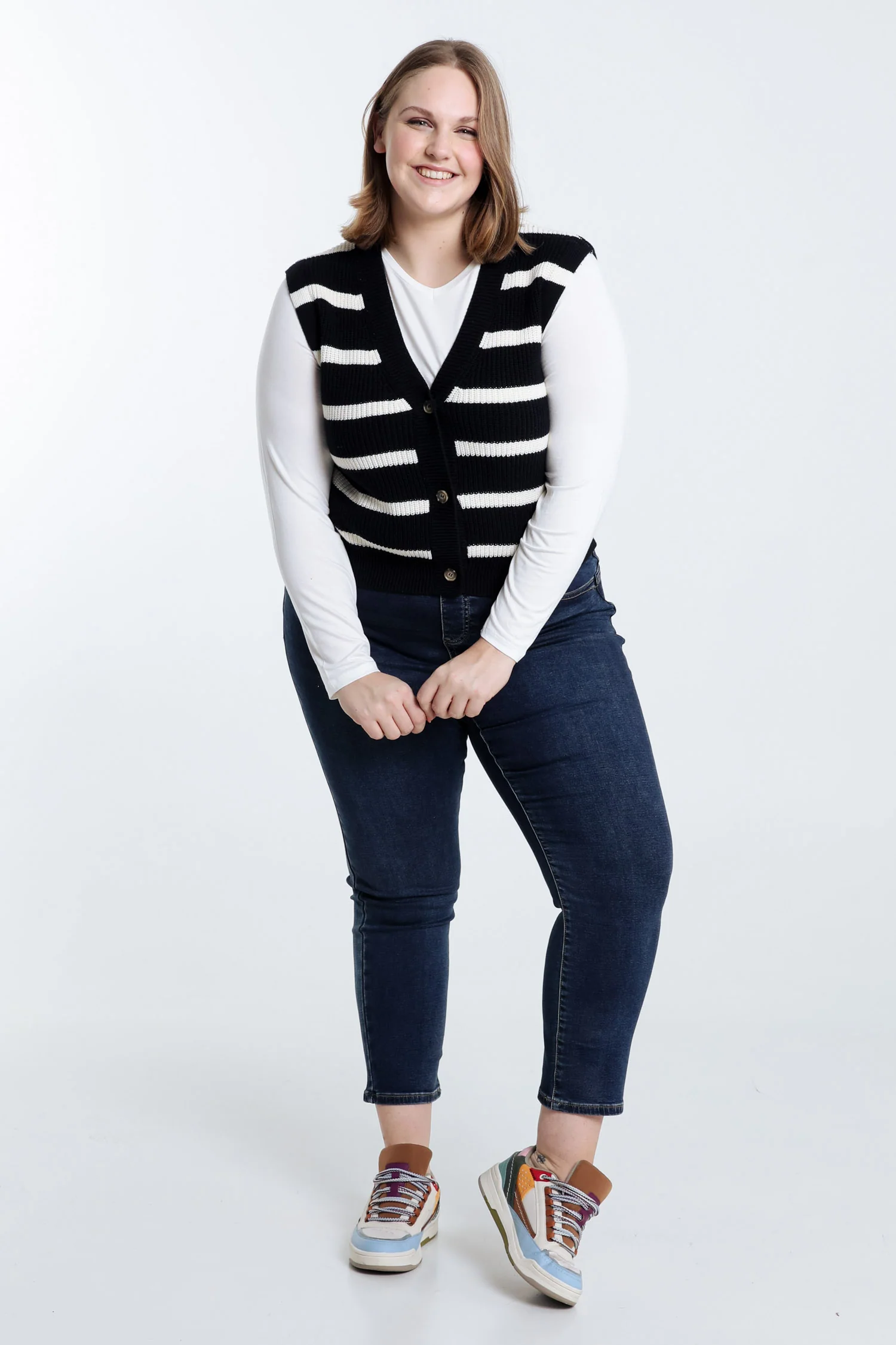 Korte gestreepte gilet zonder mouwen - Image 8