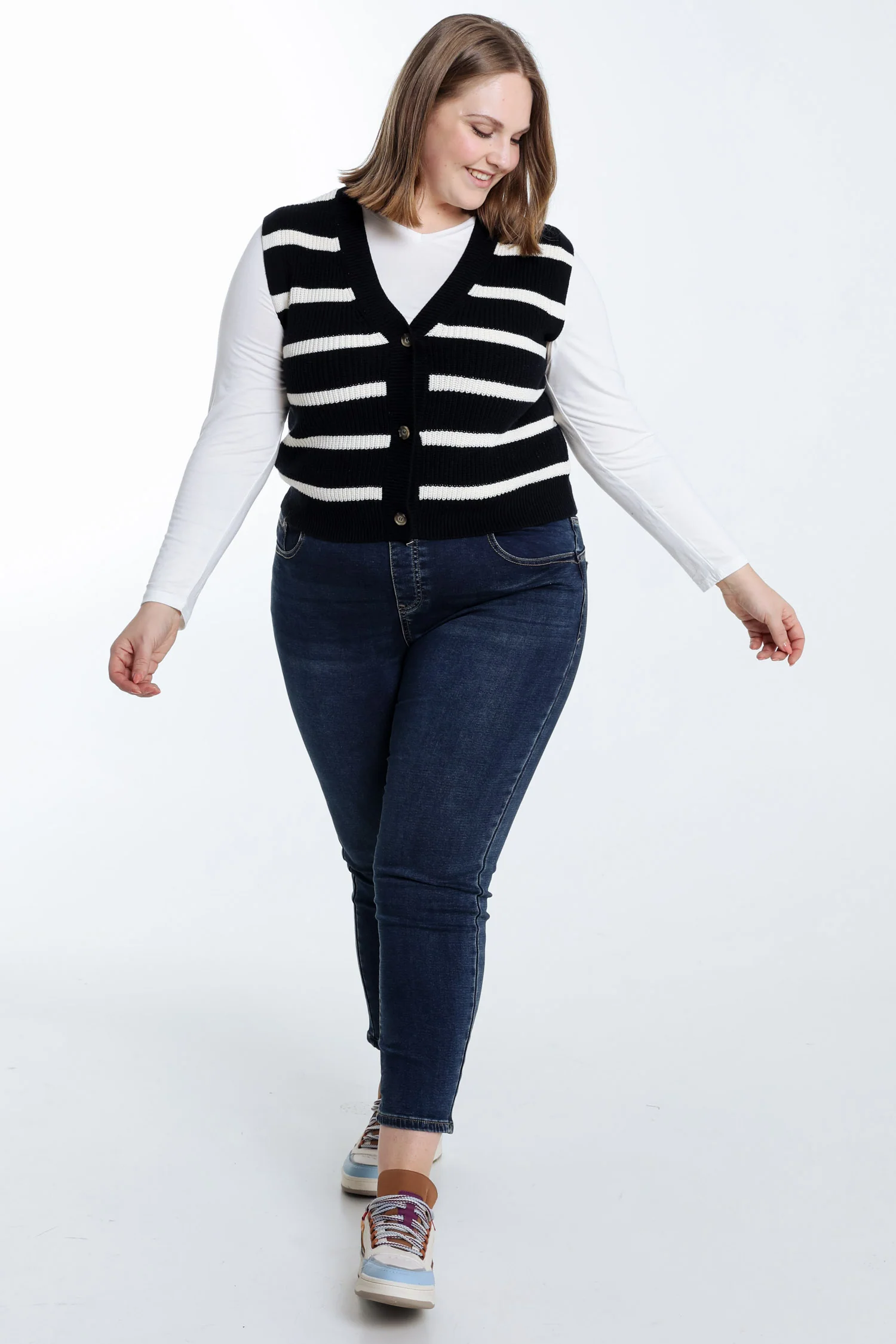 Korte gestreepte gilet zonder mouwen - Image 9