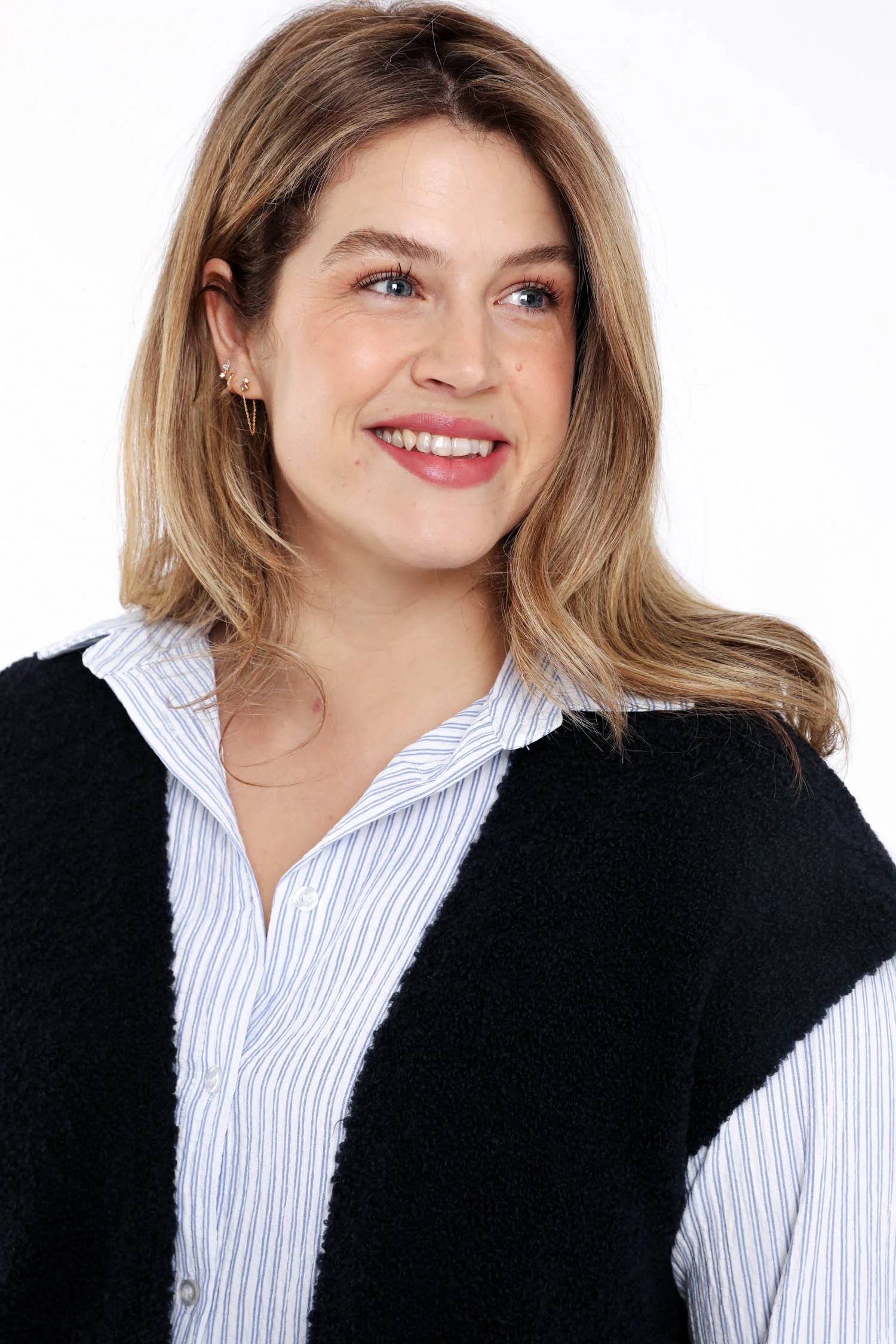 Mouwloos gilet van effen bouclé stof - Image 4