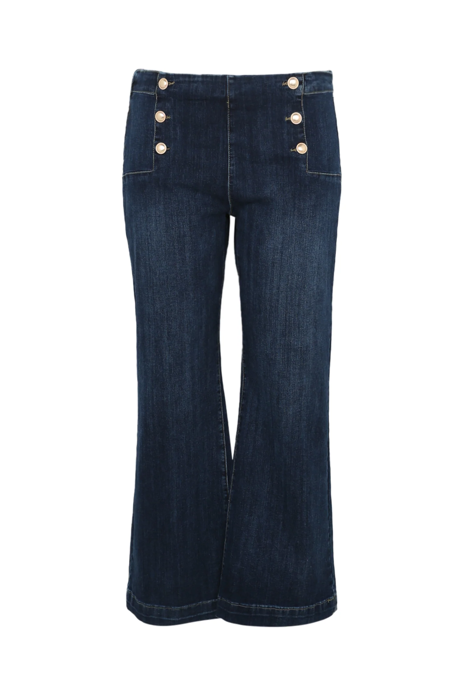 Effen kickflare palazzojeans met 6 gouden knopen - Image 8