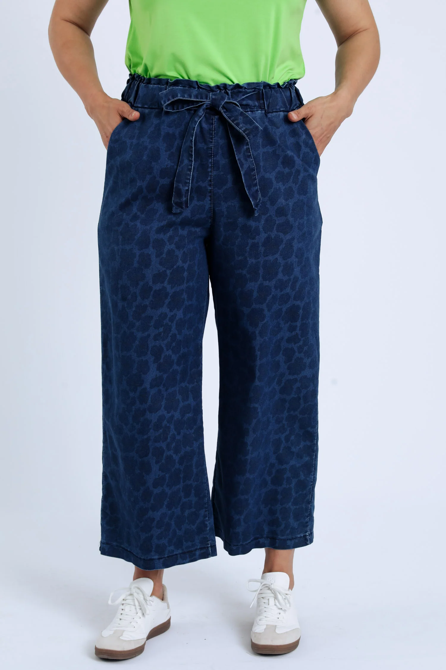 Geprinte 3/4 wijde jeans met dierenhuidmotief