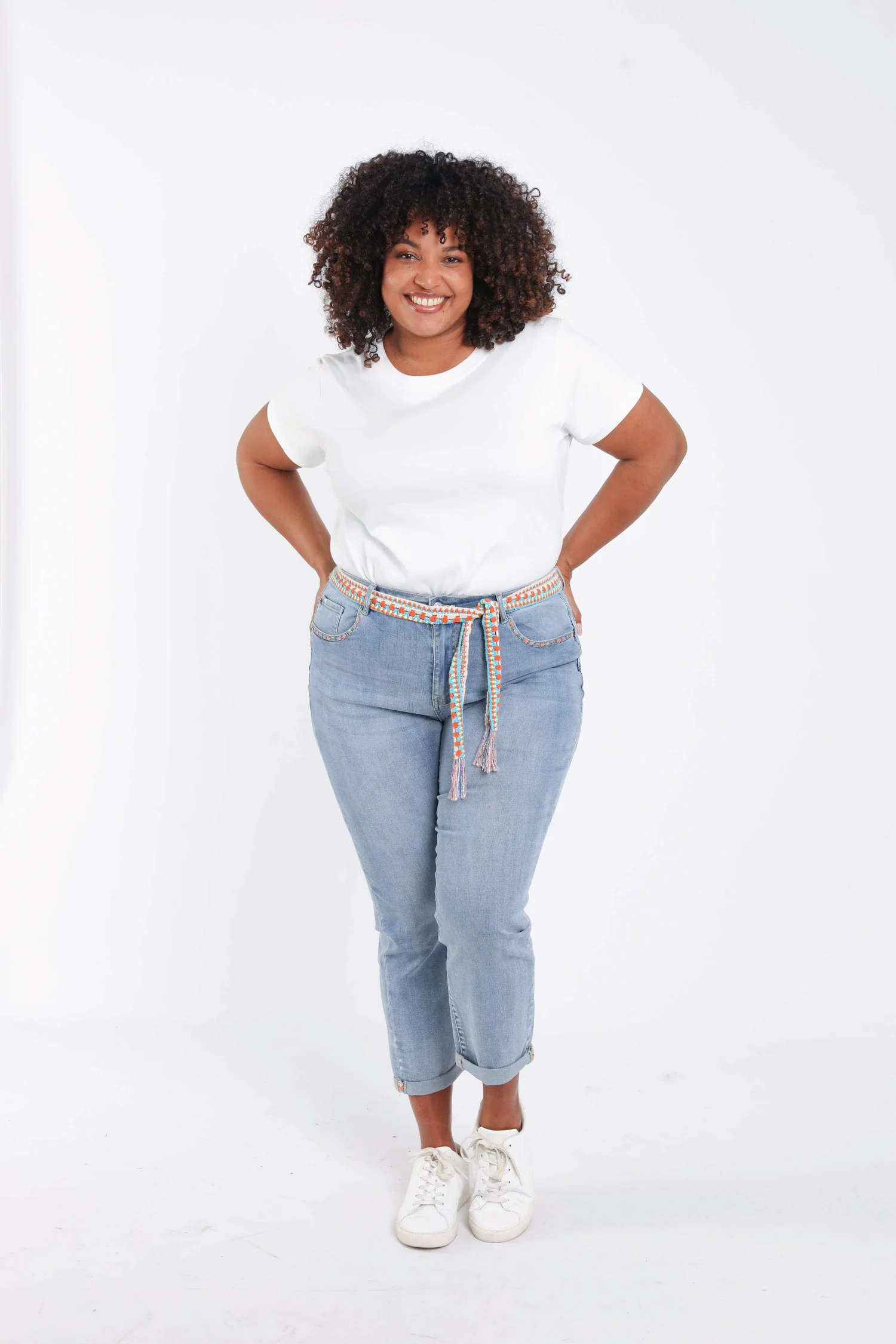 Jeans Louise slim 3/4 met fantasie riem - Image 8