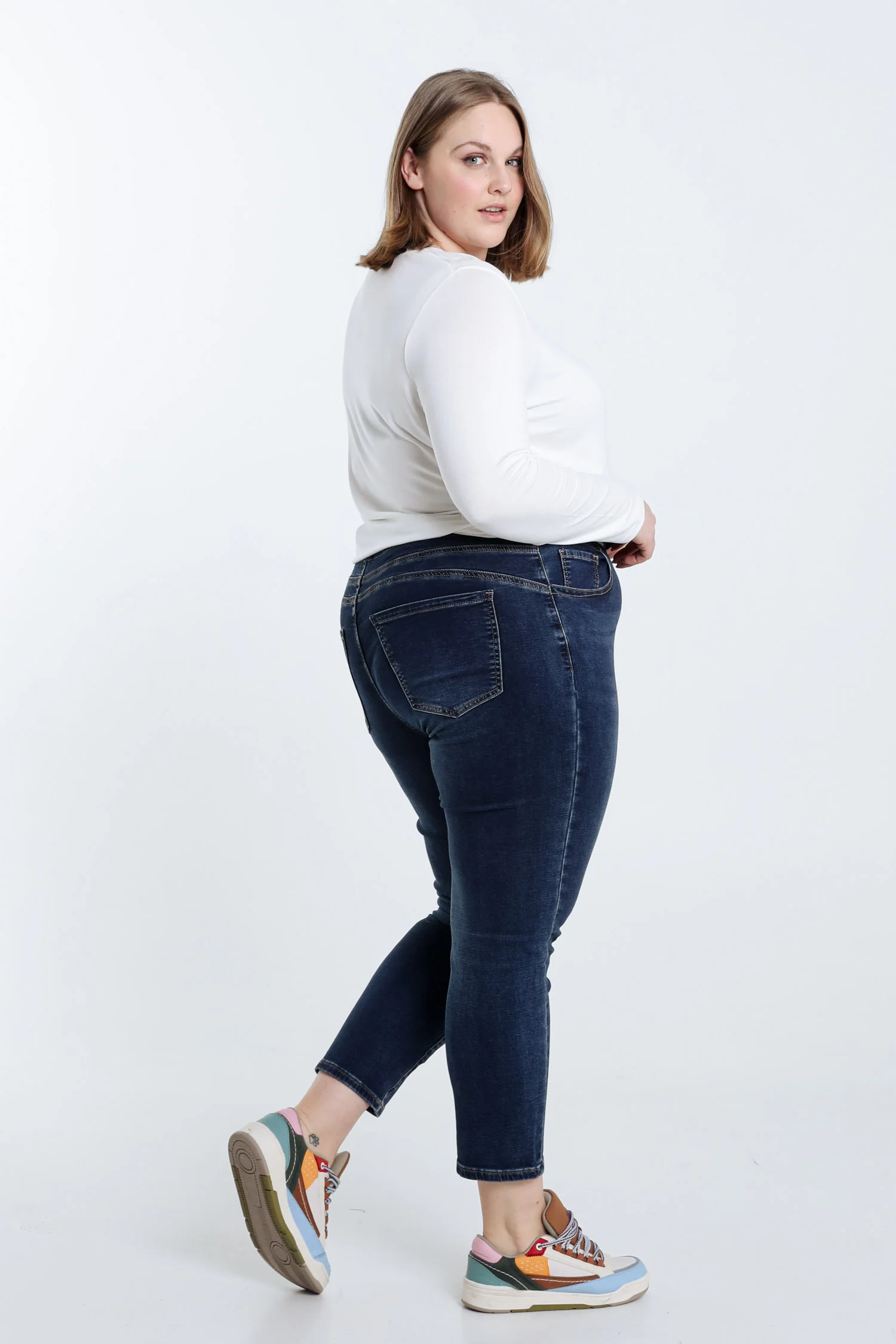 Slim 7/8-jegging in jeans met sportieve riem - Image 7