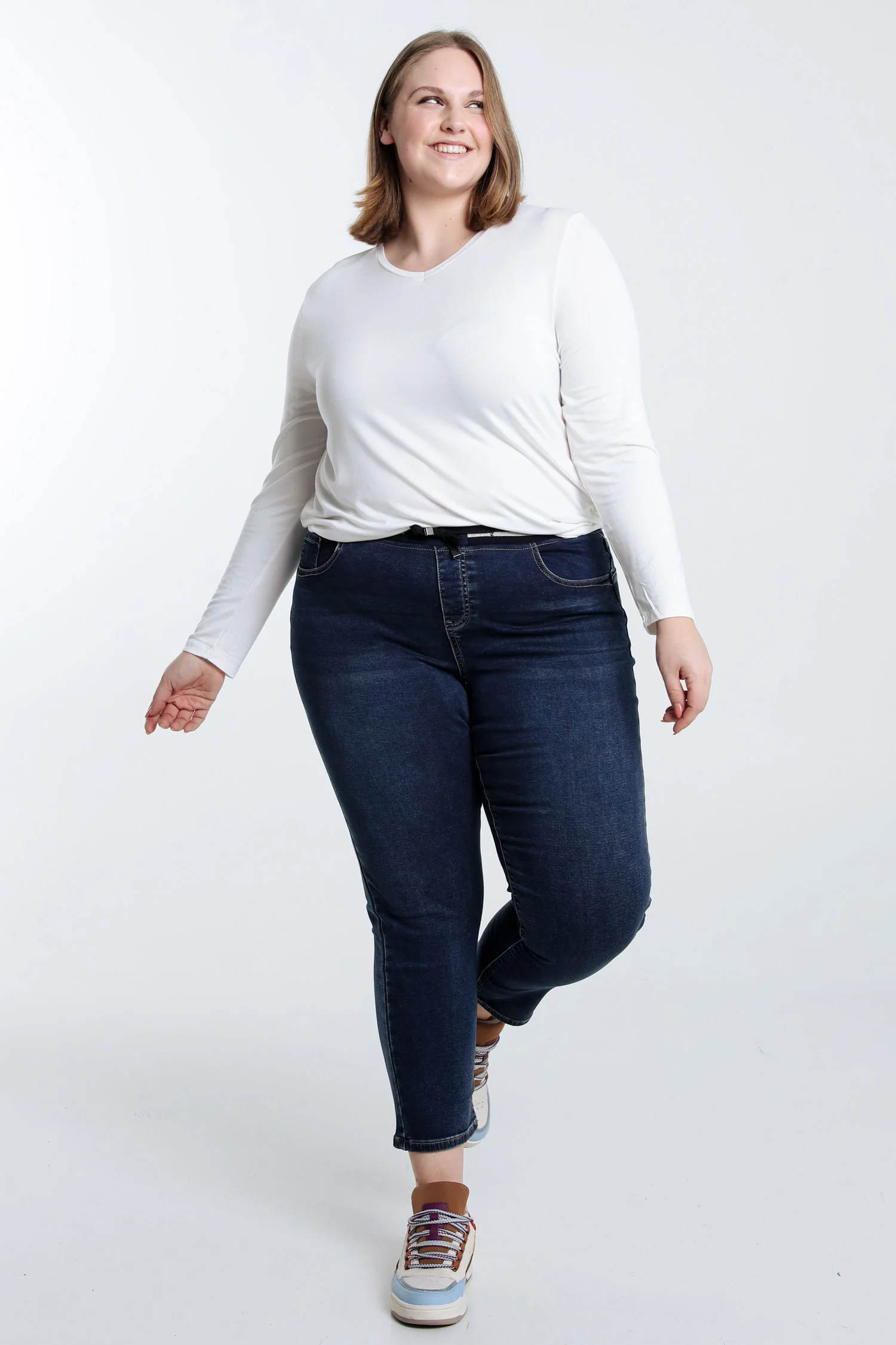 Slim 7/8-jegging in jeans met sportieve riem - Image 9