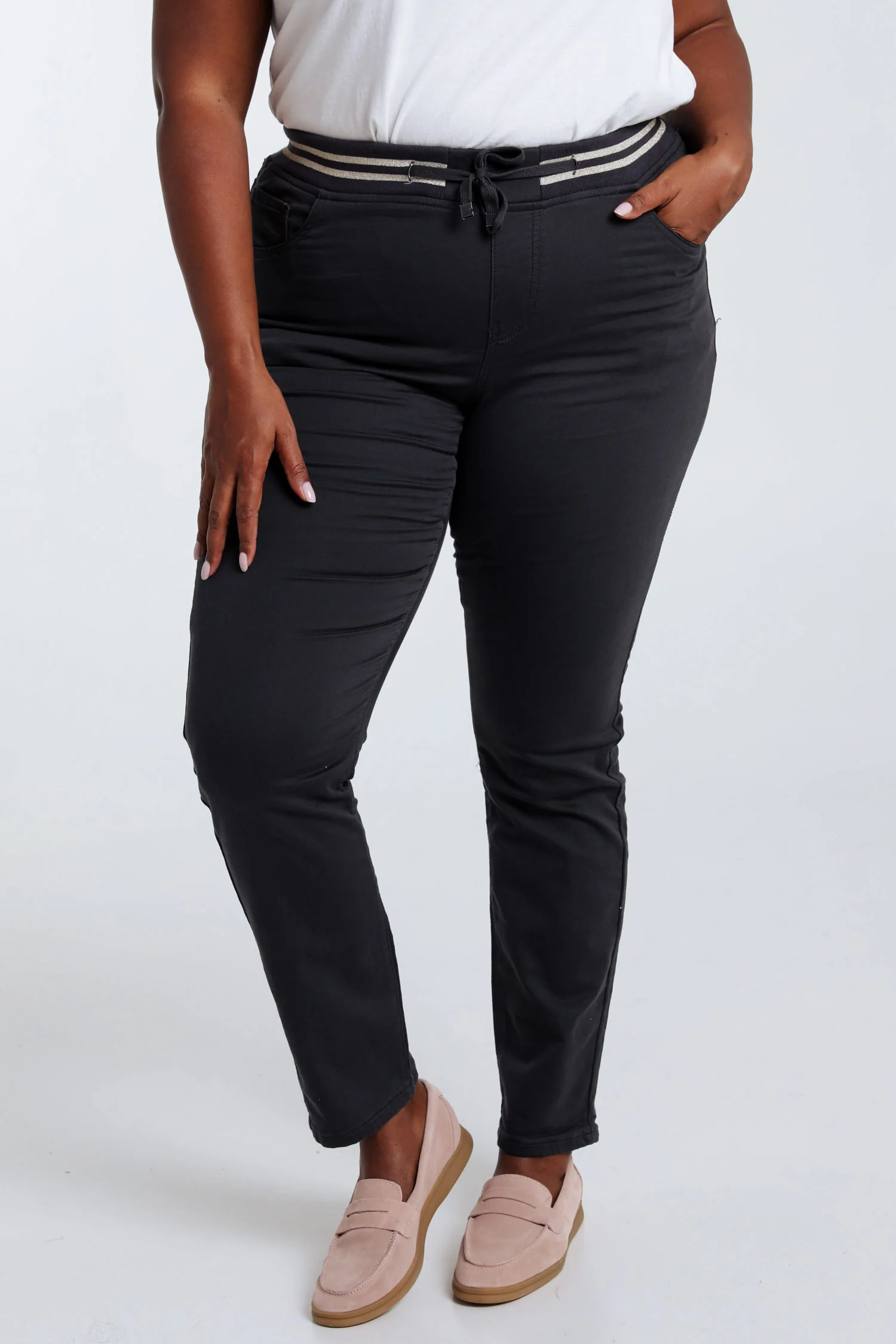 Effen slim jegging 'Lolly' met lurex en elastische sporttaille - Image 11
