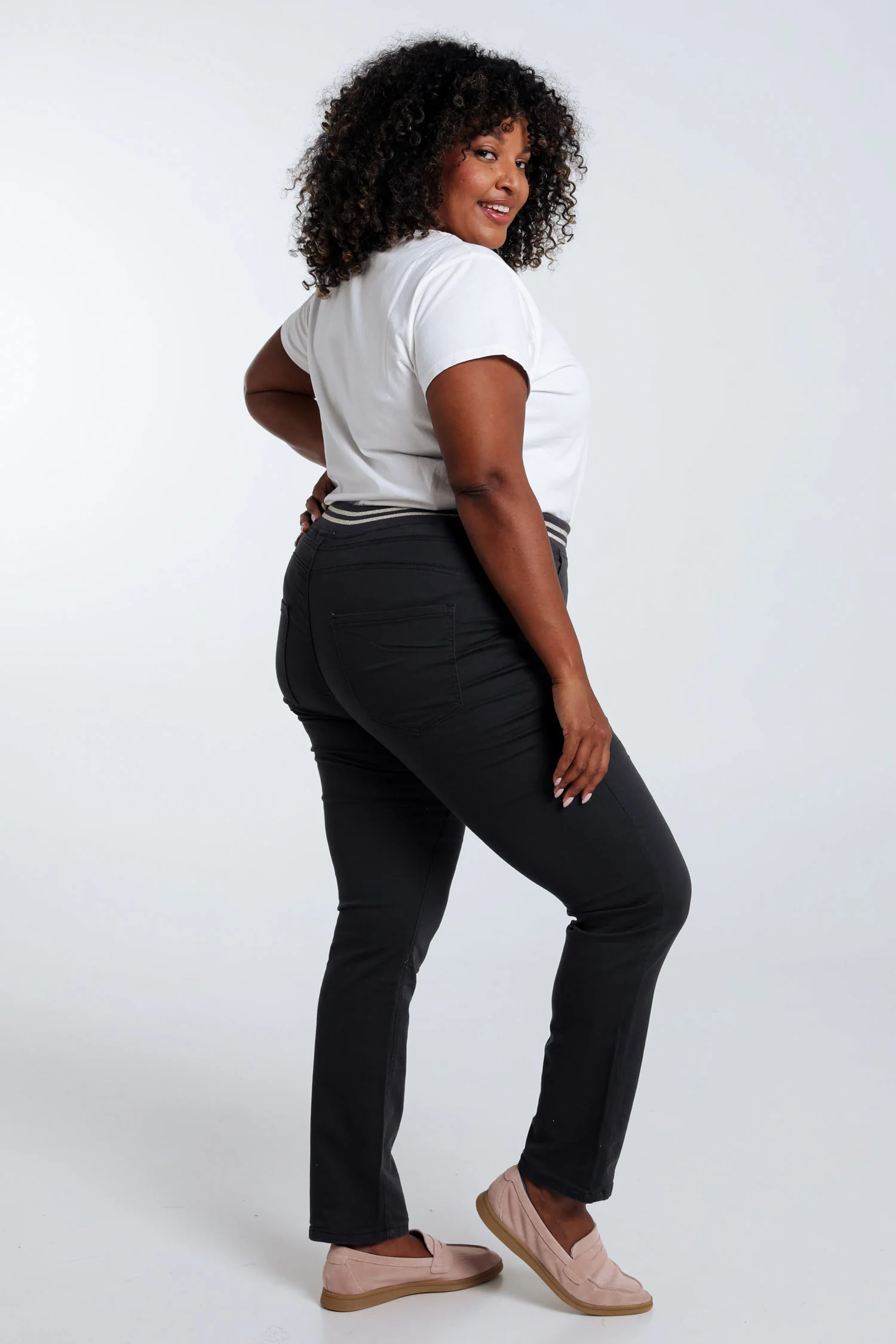Effen slim jegging 'Lolly' met lurex en elastische sporttaille - Image 12