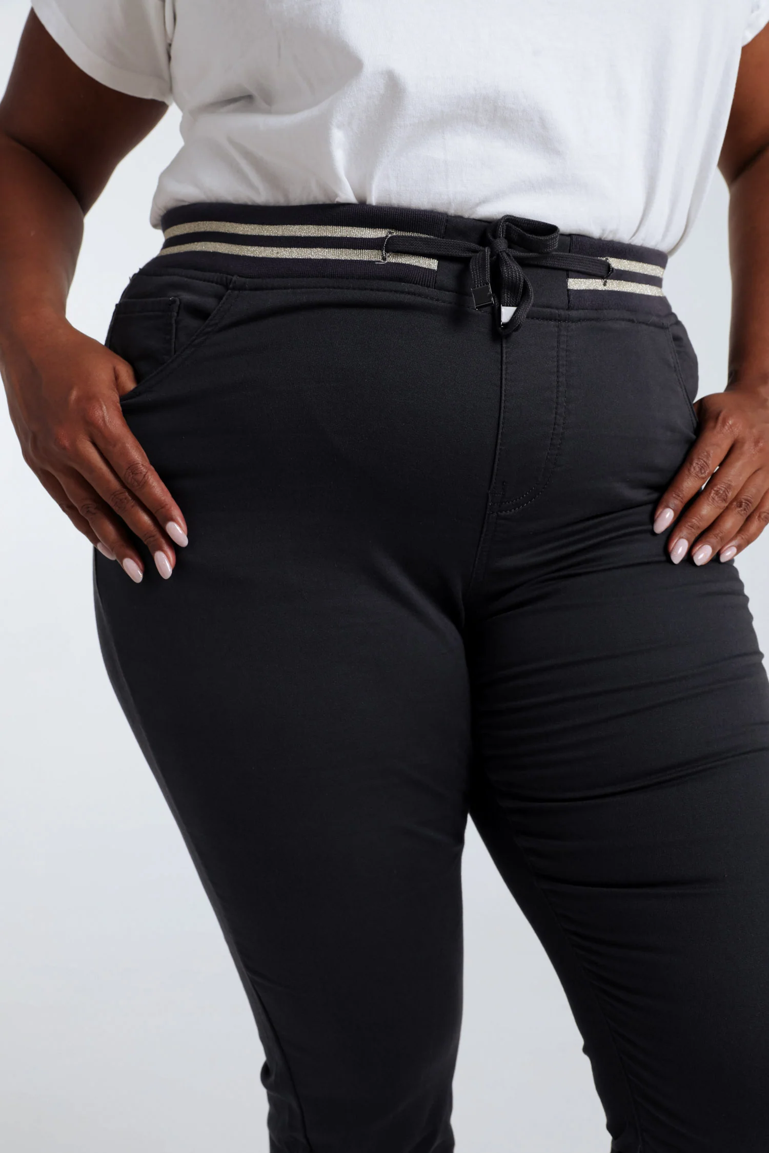Effen slim jegging 'Lolly' met lurex en elastische sporttaille - Image 13