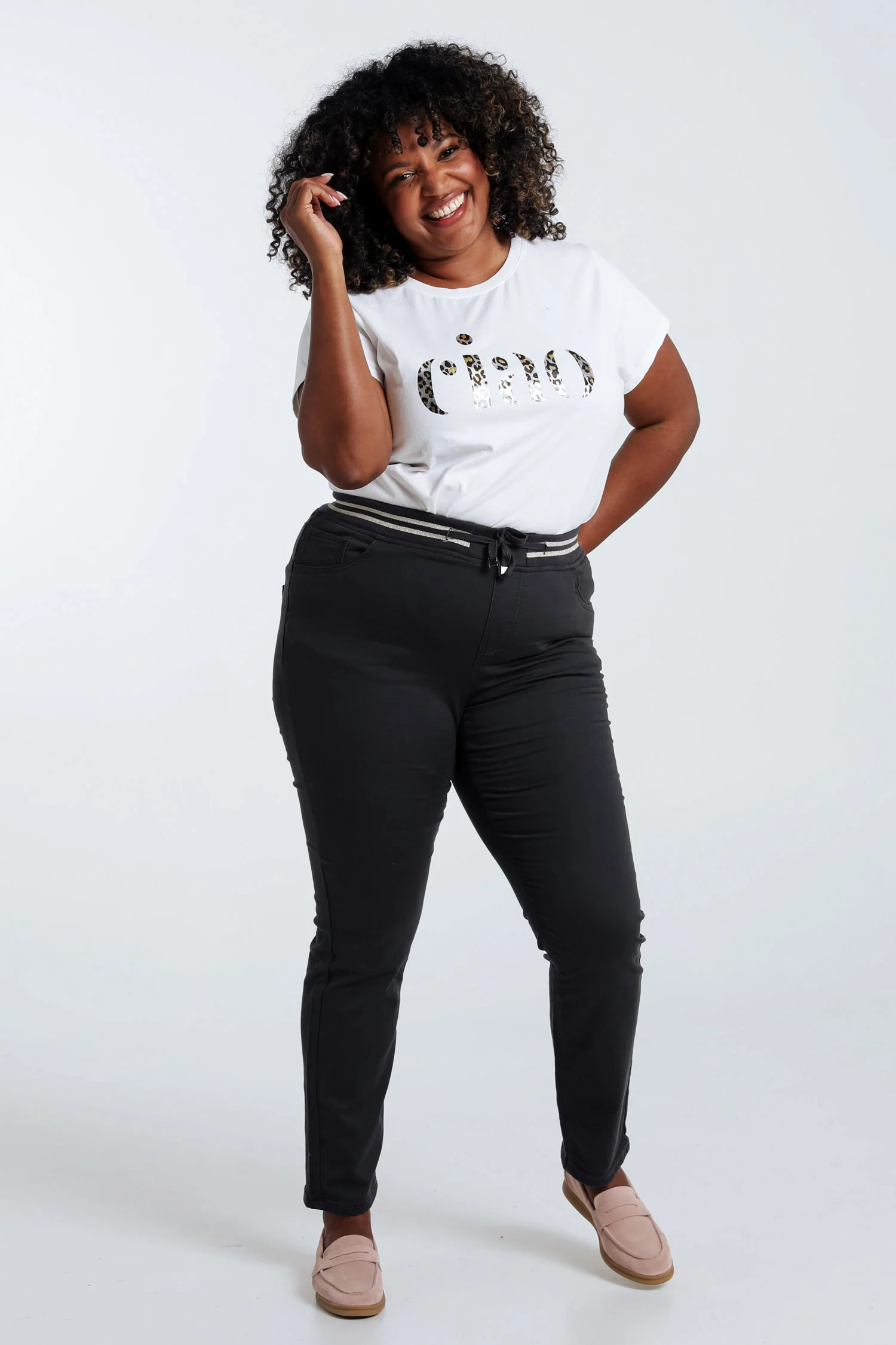 Effen slim jegging 'Lolly' met lurex en elastische sporttaille - Image 16