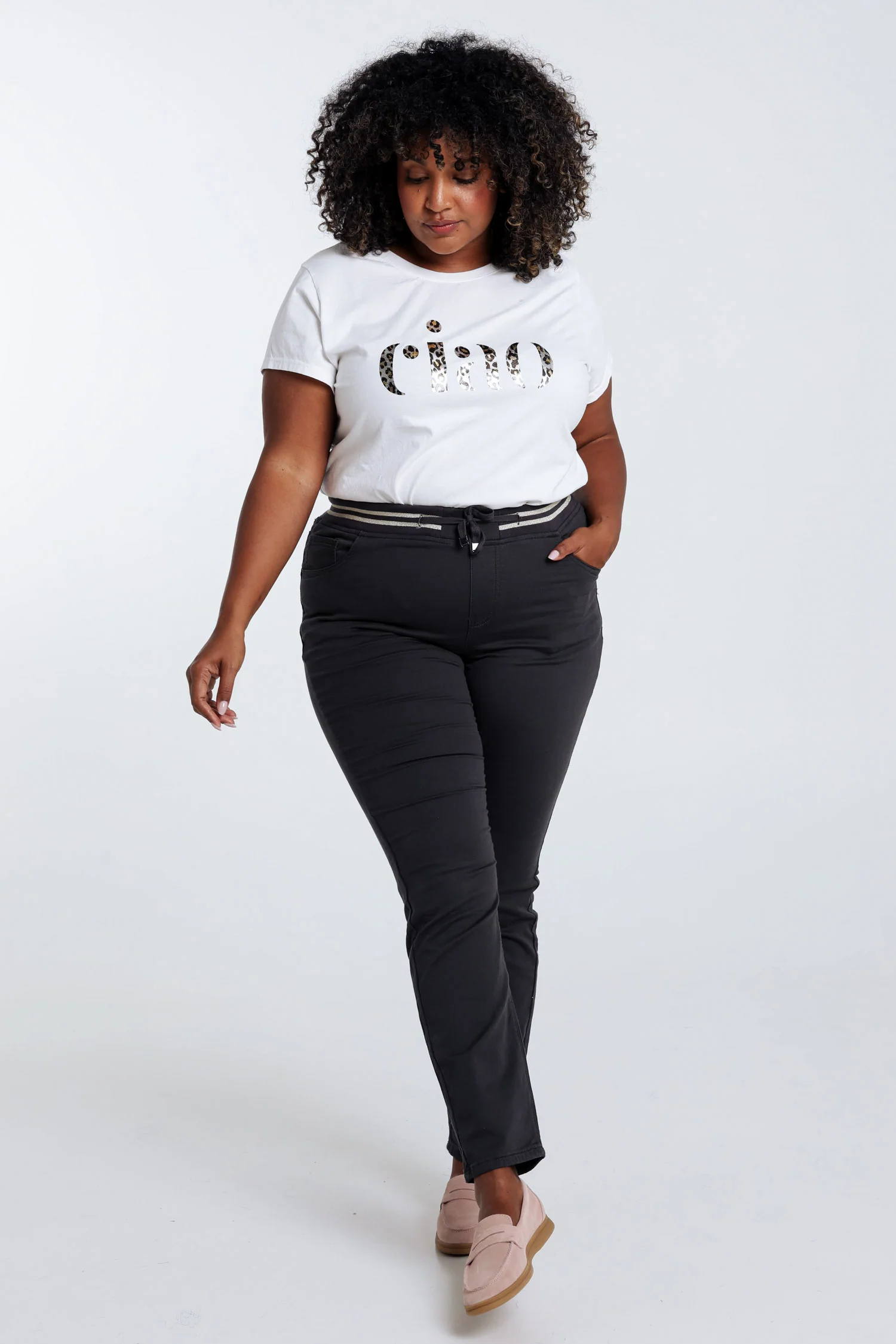 Effen slim jegging 'Lolly' met lurex en elastische sporttaille - Image 17