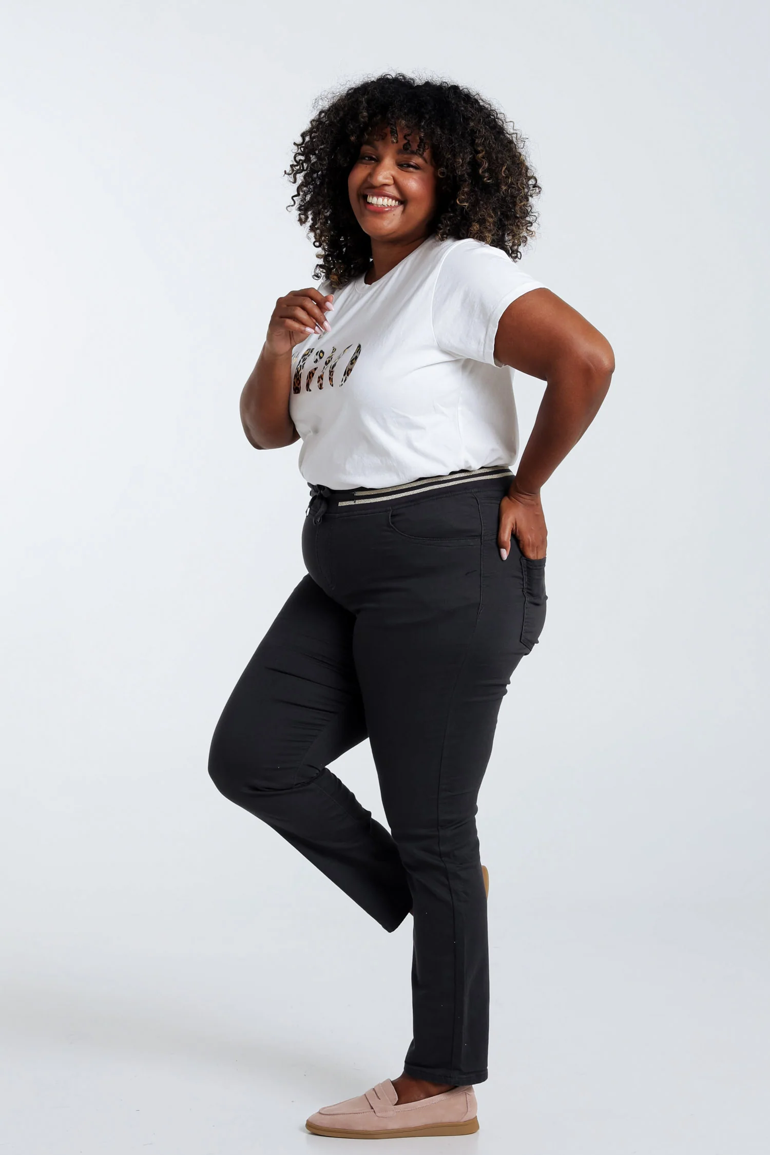 Effen slim jegging 'Lolly' met lurex en elastische sporttaille - Image 18