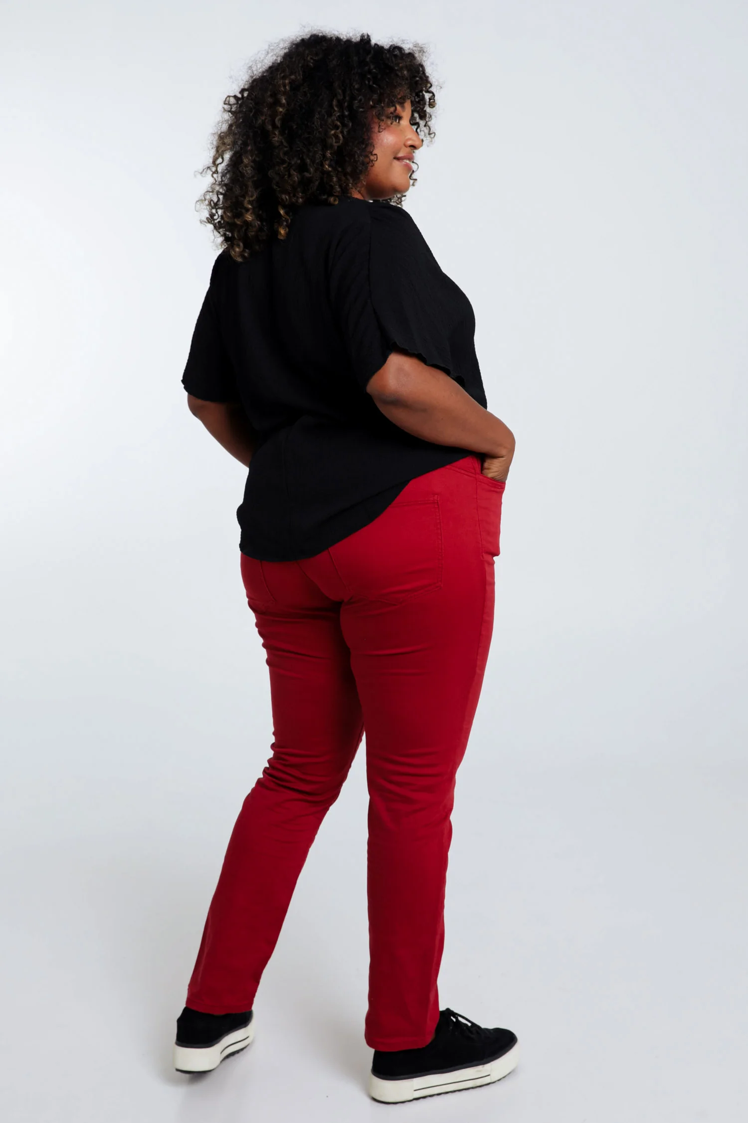 Effen slim jegging 'Lolly' met lurex en elastische sporttaille - Image 2