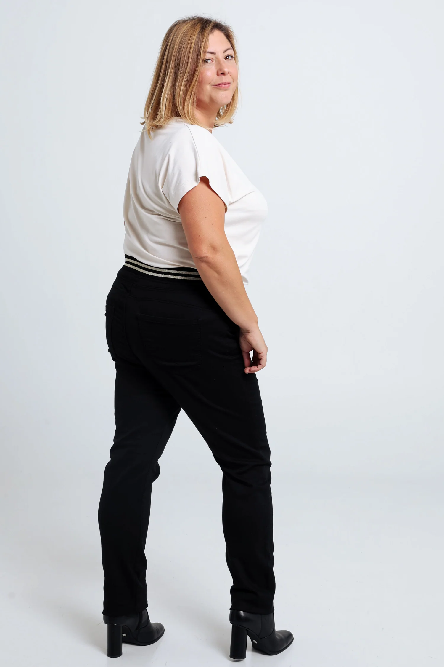 Effen slim jegging 'Lolly' met lurex en elastische sporttaille - Image 22