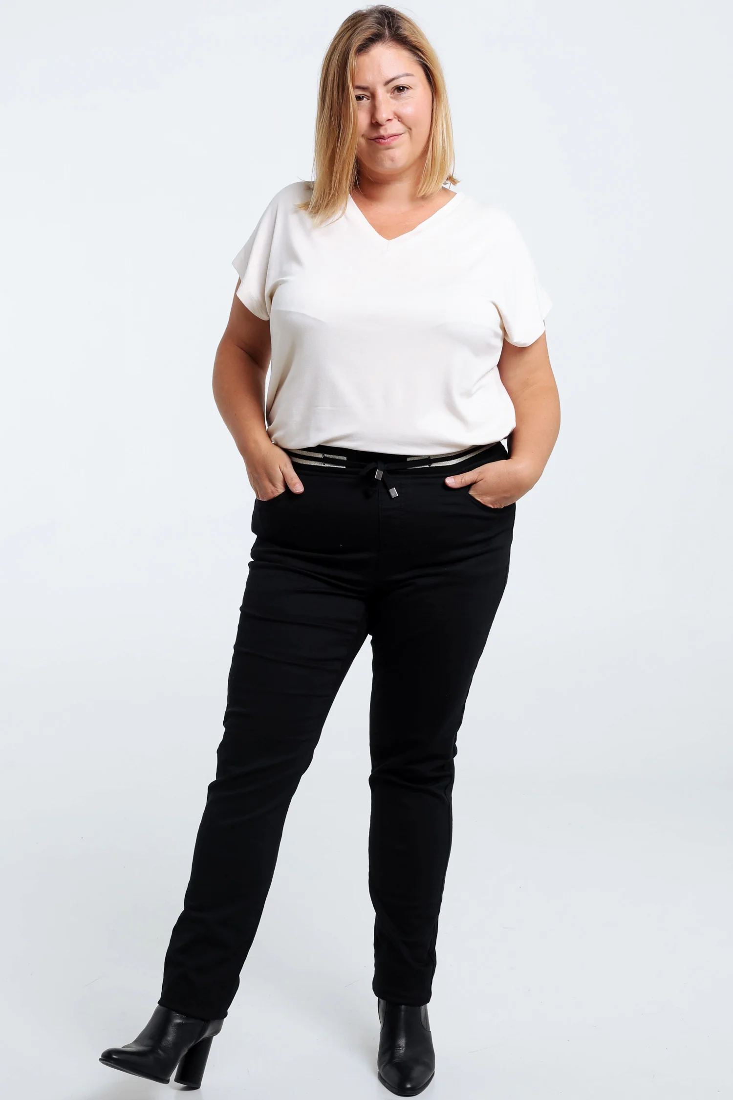 Effen slim jegging 'Lolly' met lurex en elastische sporttaille - Image 26
