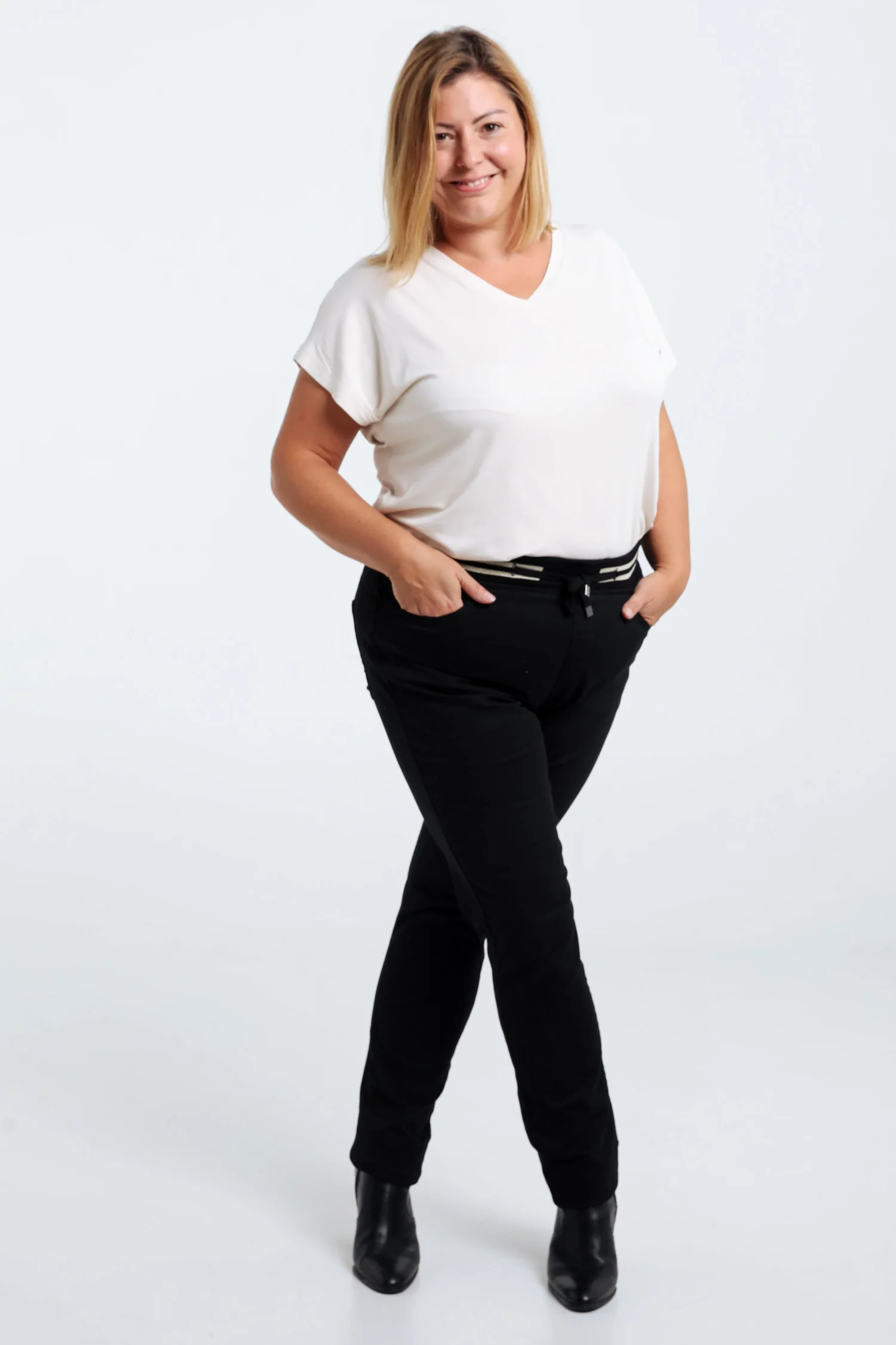 Effen slim jegging 'Lolly' met lurex en elastische sporttaille - Image 27