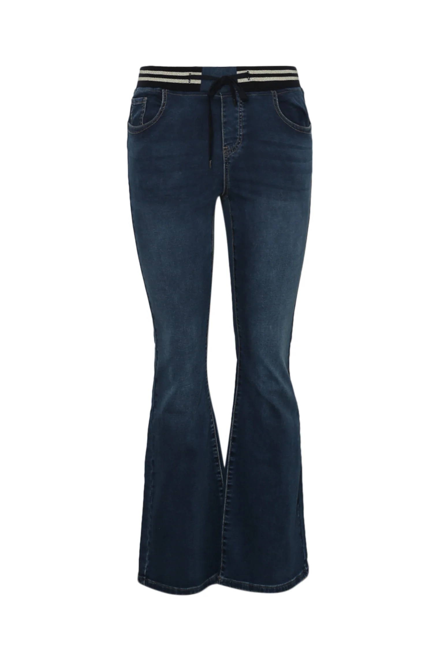 Effen flare jeansjegging 'Lolly' met elastische sporttaille en lurex - Image 10