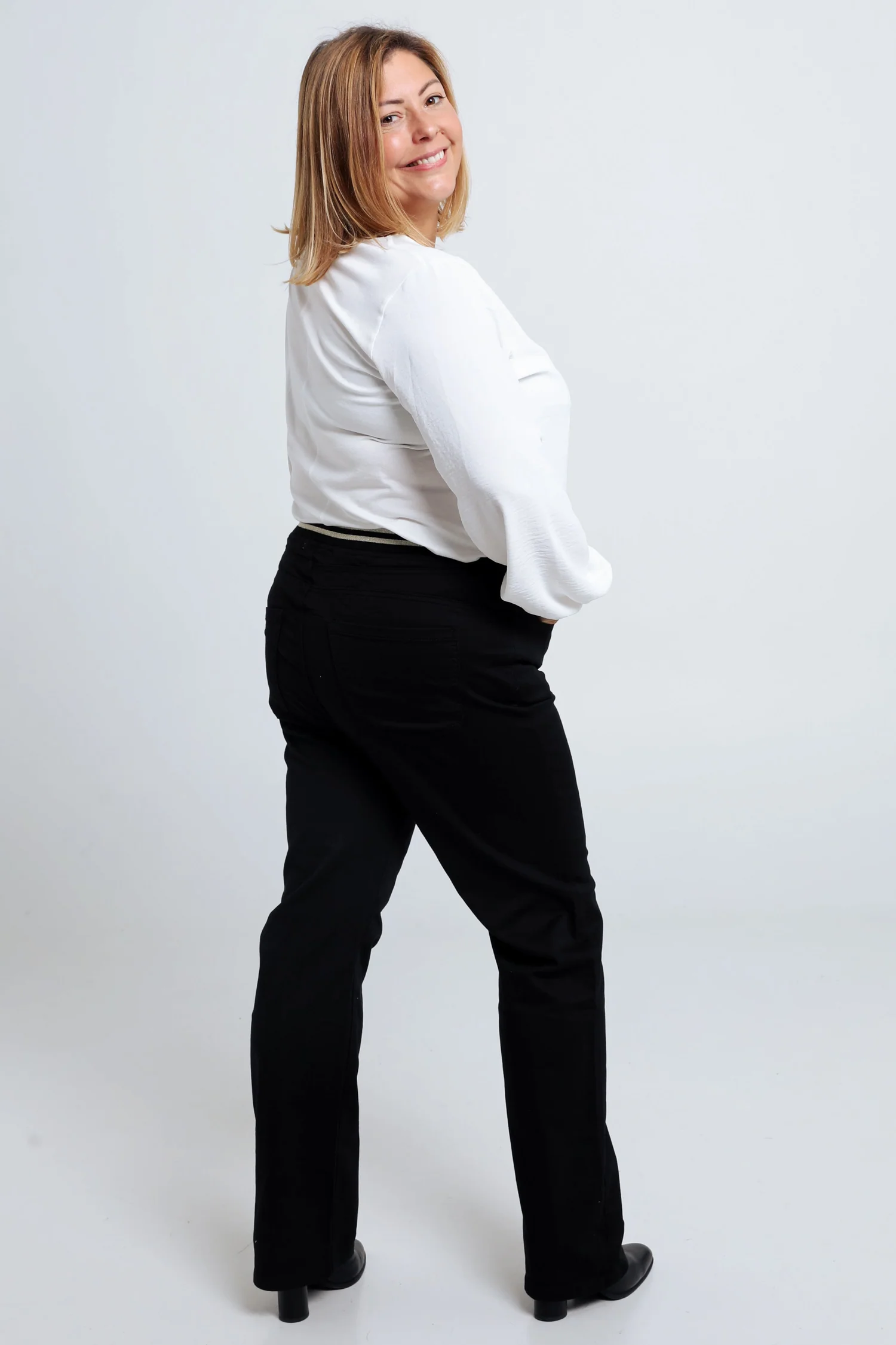 Rechte, effen jegging 'Mia' L32 met mesh sportriem - Image 2