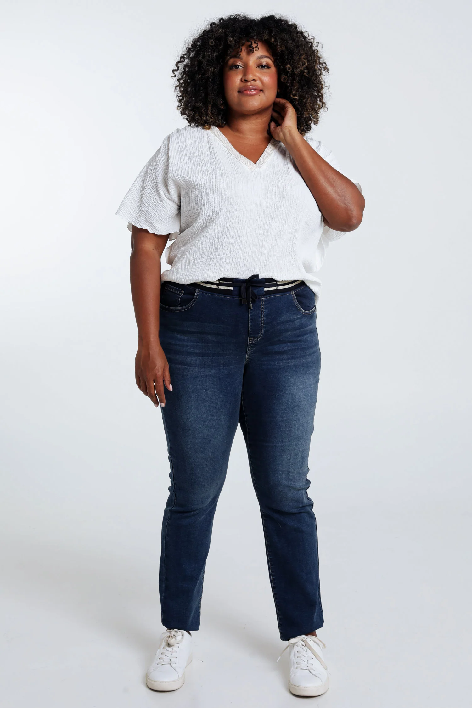 Effen slim jeansjegging 'Lolly' L32 met mesh riem - Image 7