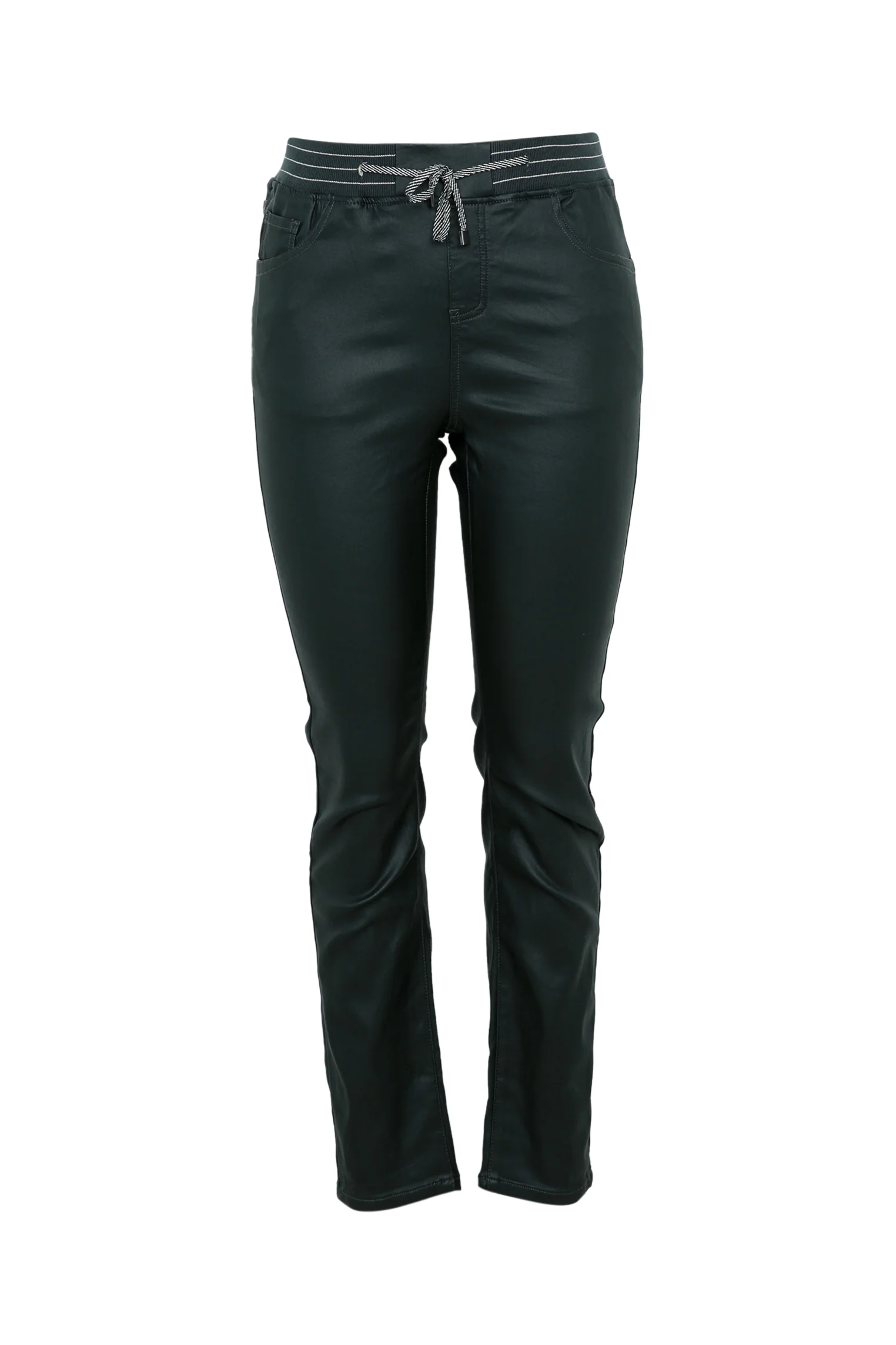 Slim gecoate jegging met fijne riem - Image 20