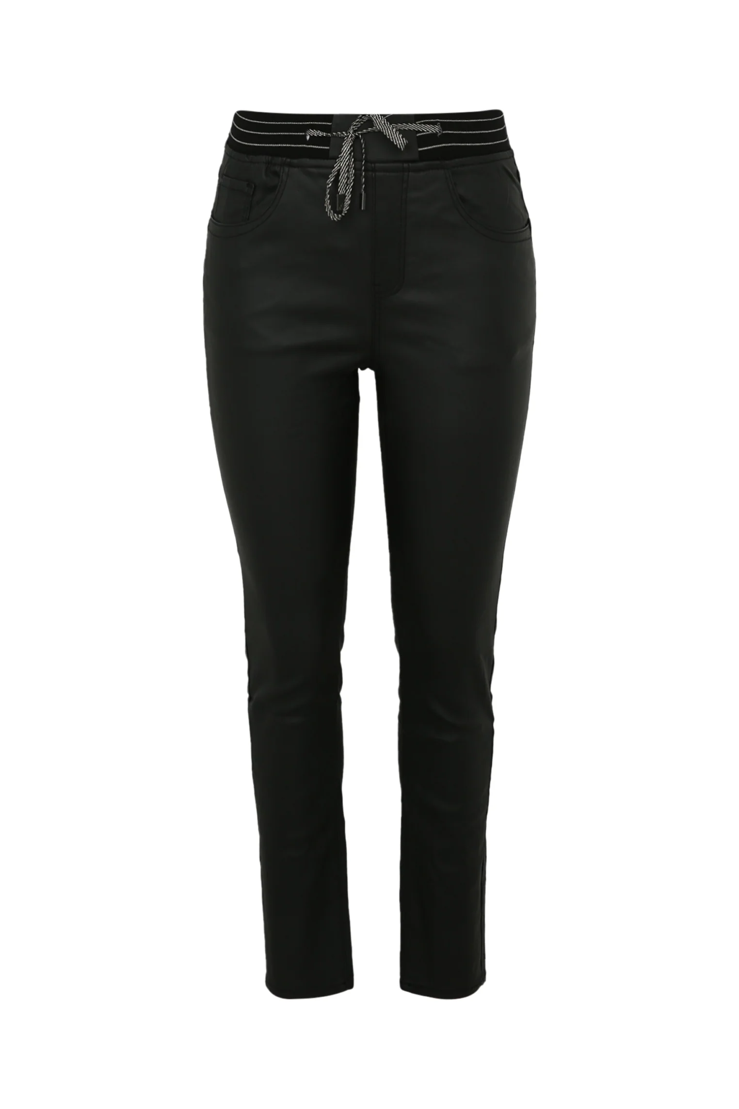 Slim gecoate jegging met fijne riem - Image 31