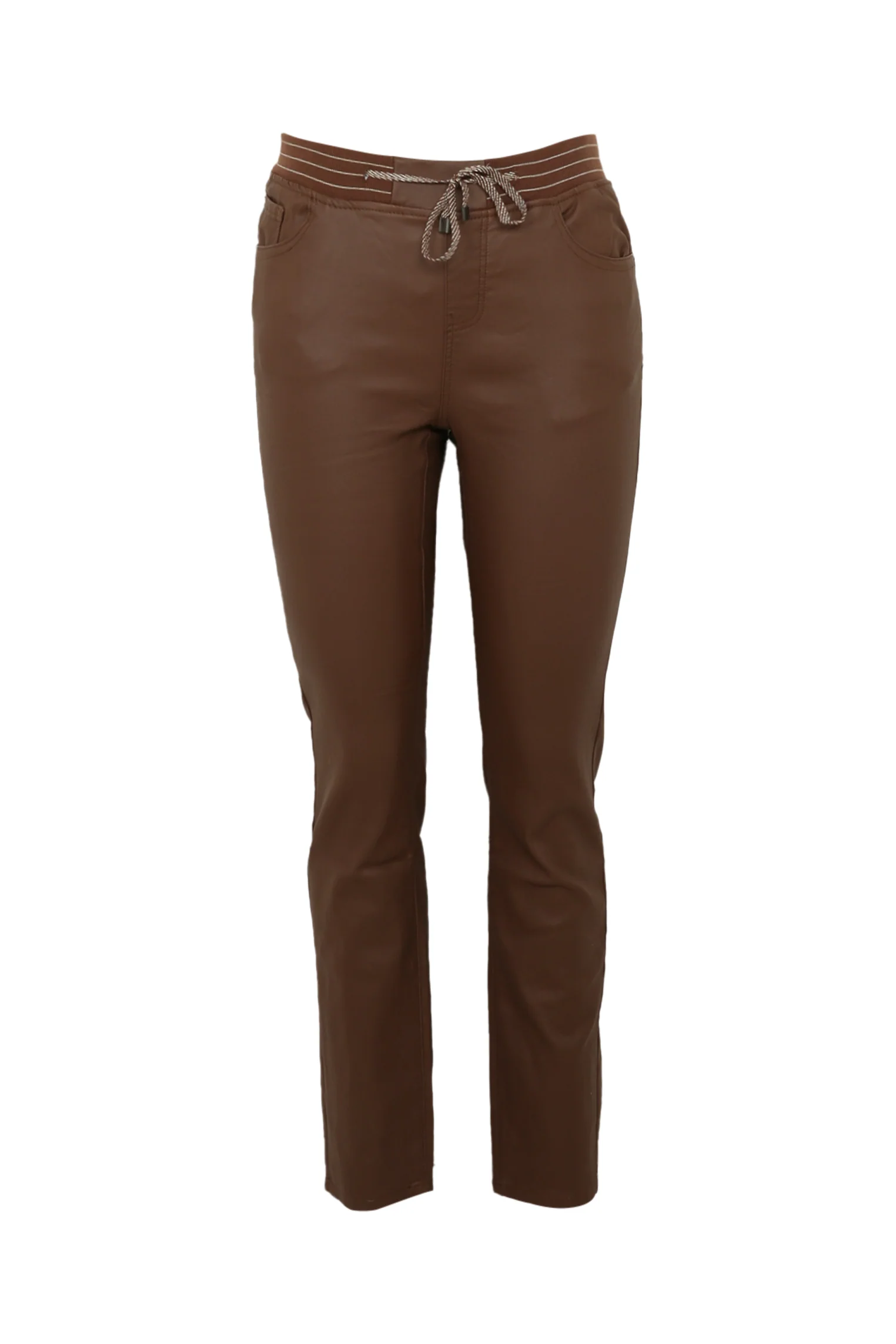 Slim gecoate jegging met fijne riem - Image 41