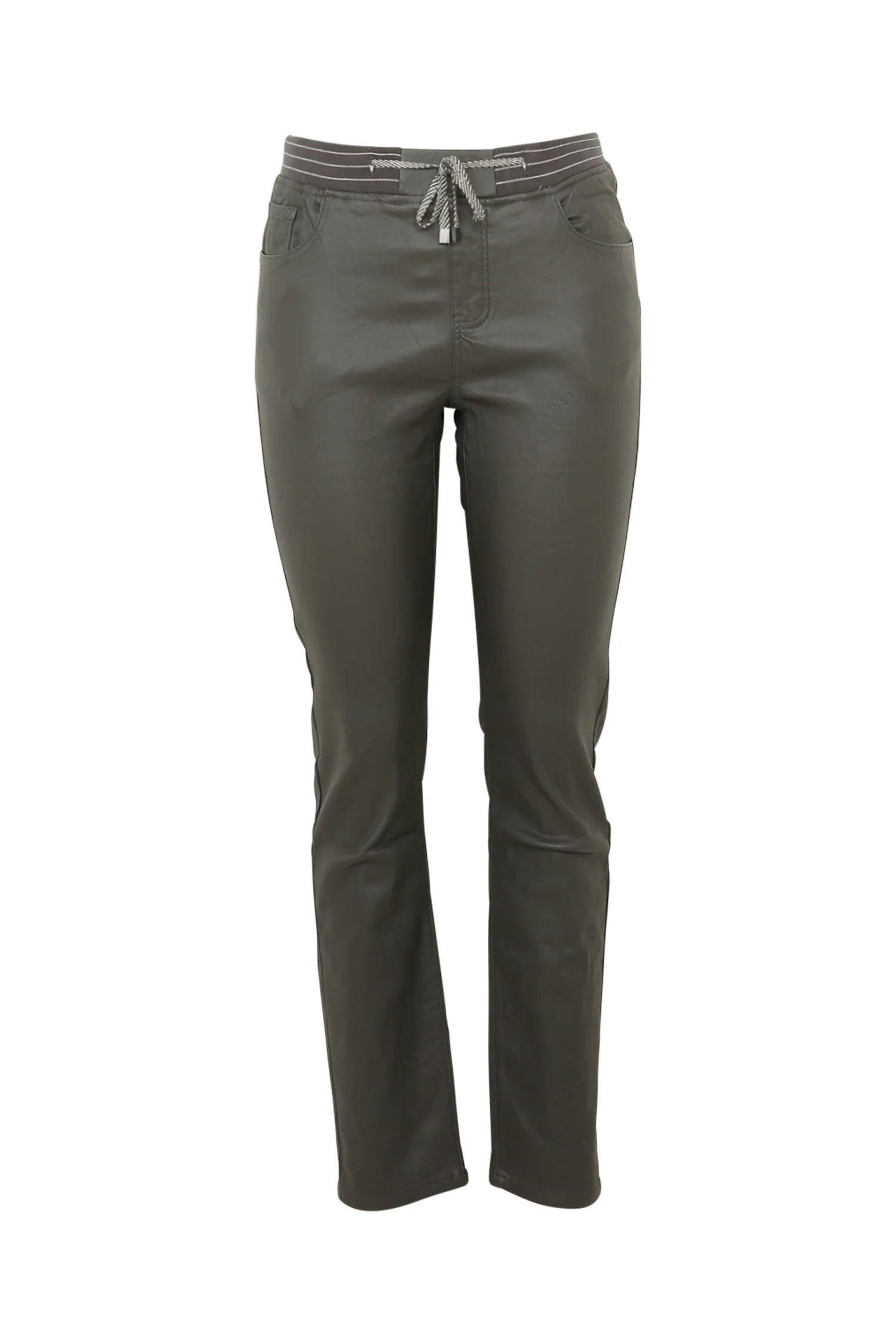 Slim gecoate jegging met fijne riem - Image 9