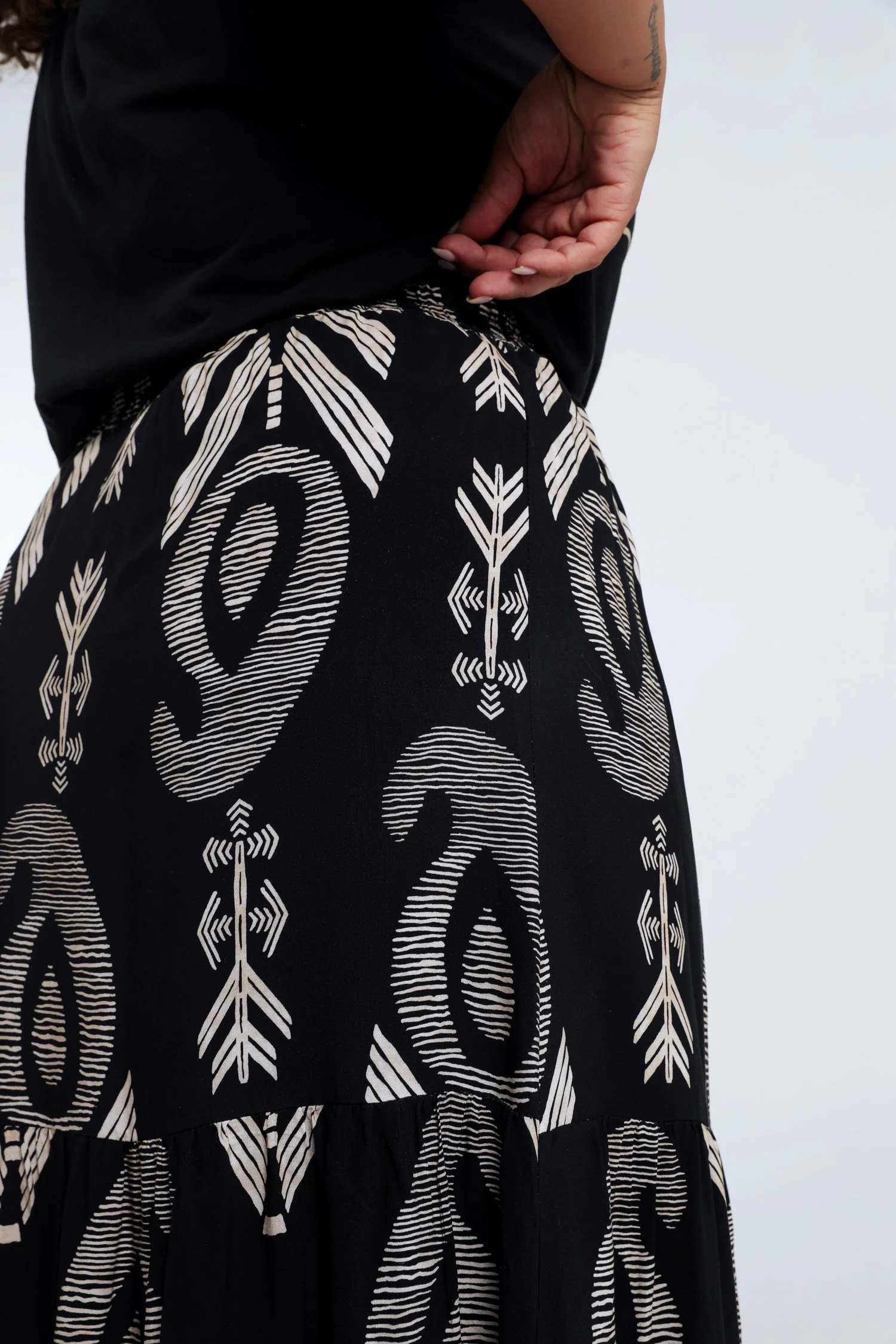 Langere jurk van bicolor etnisch bedrukt viscose - Image 14