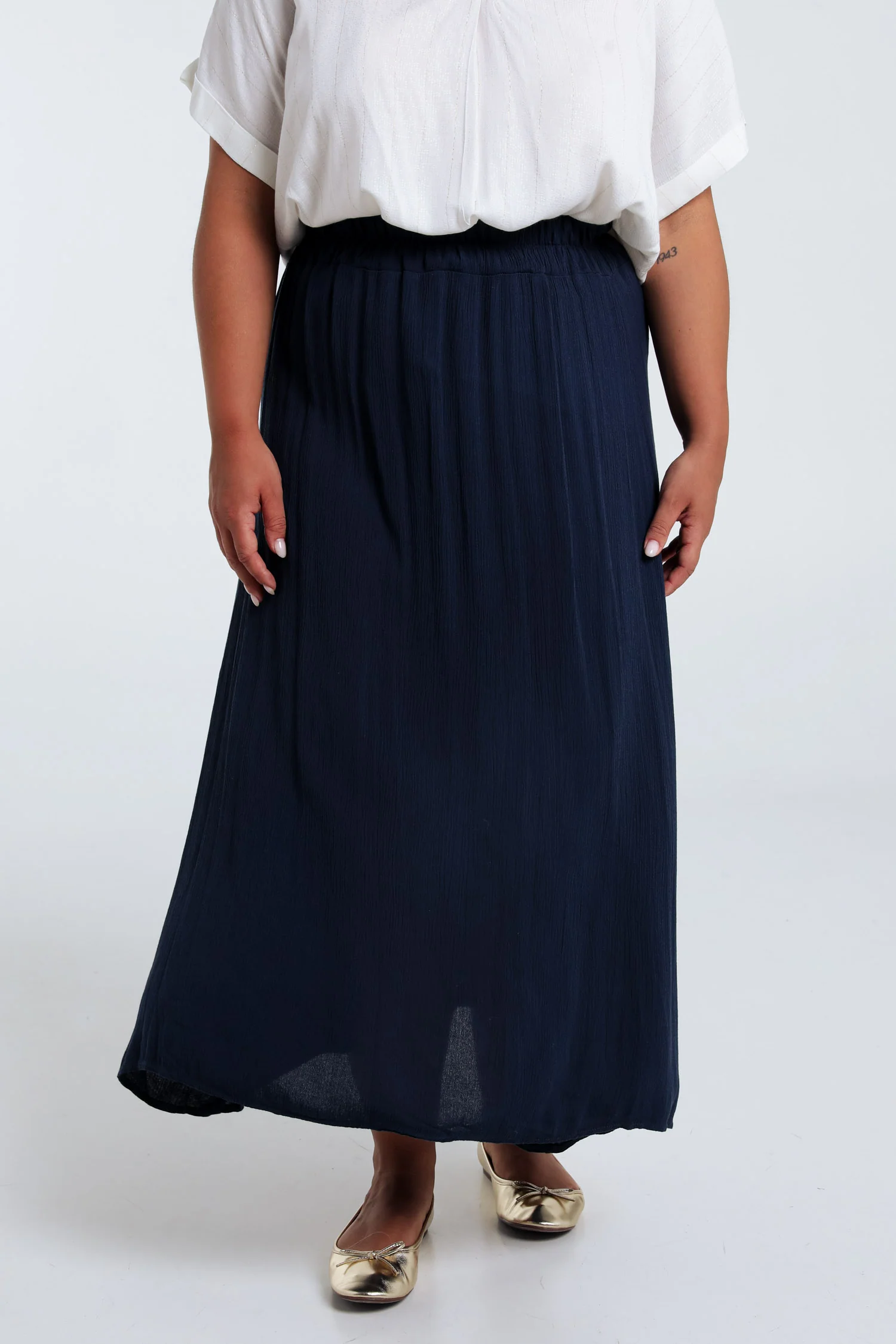 Effen lange viscose rok