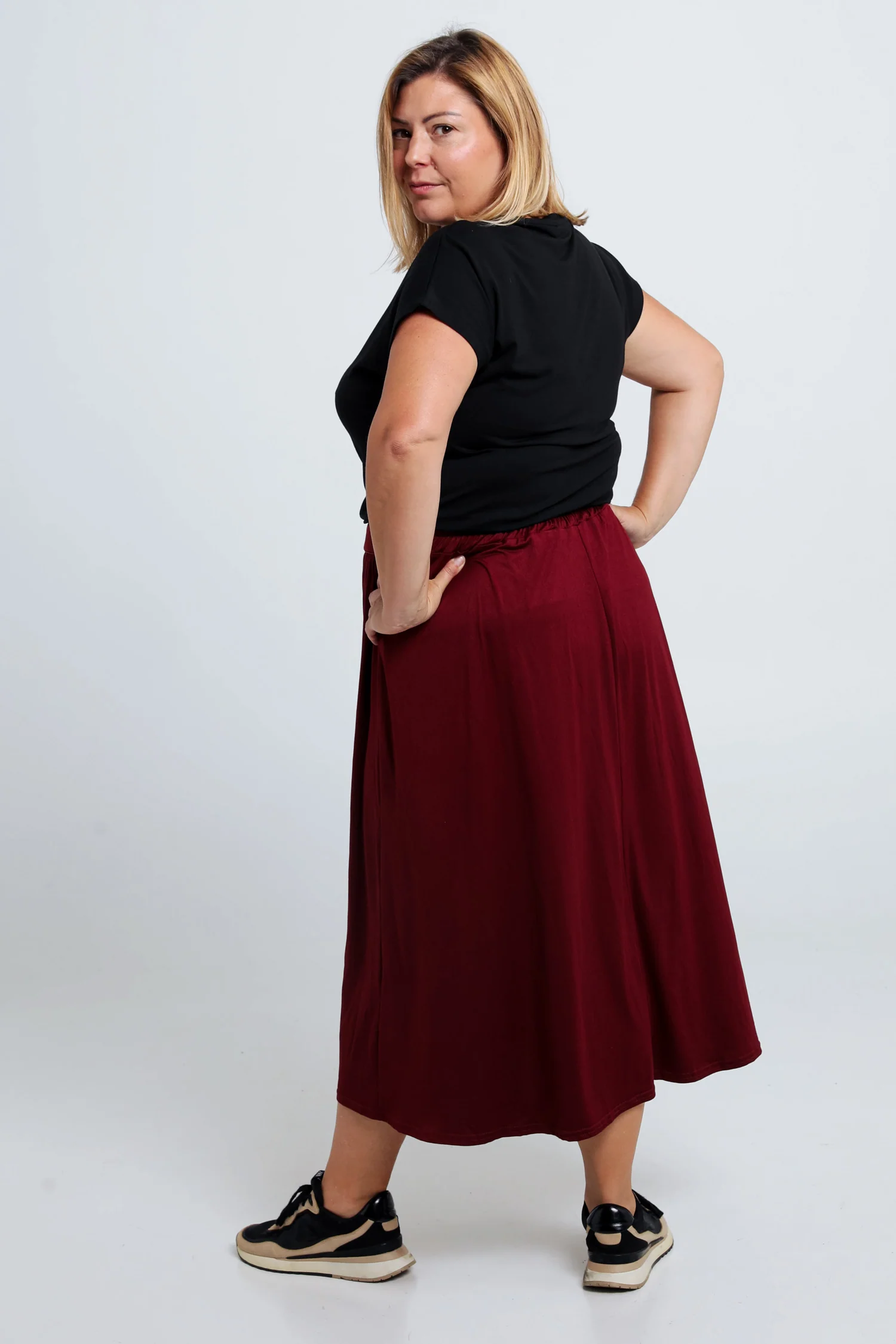 Halflange, effen rok met split - Image 2