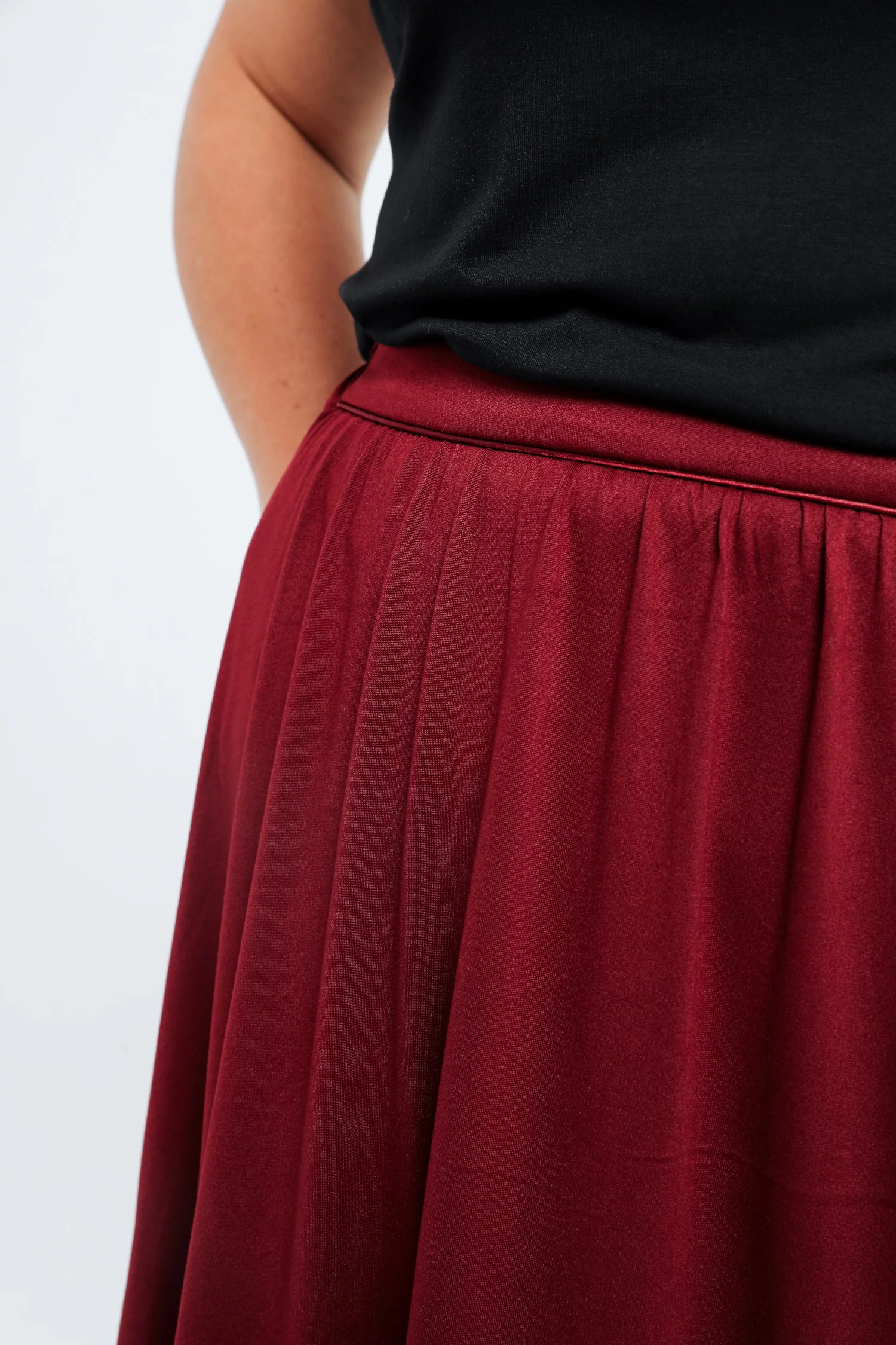 Halflange, effen rok met split - Image 3