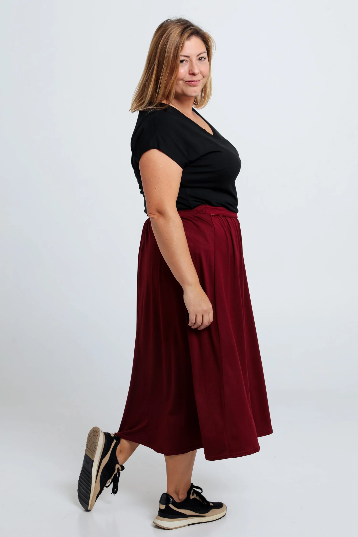 Halflange, effen rok met split - Image 4