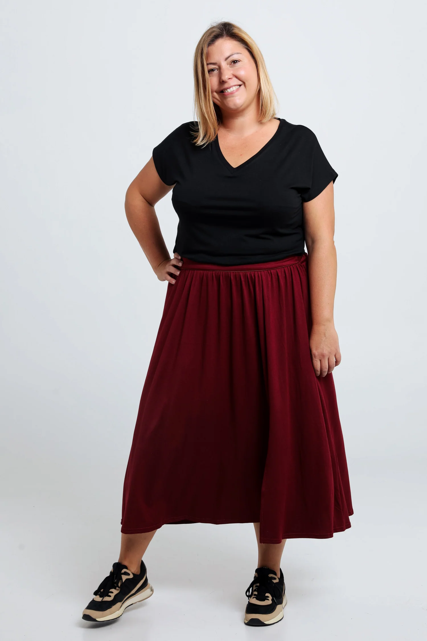 Halflange, effen rok met split - Image 6