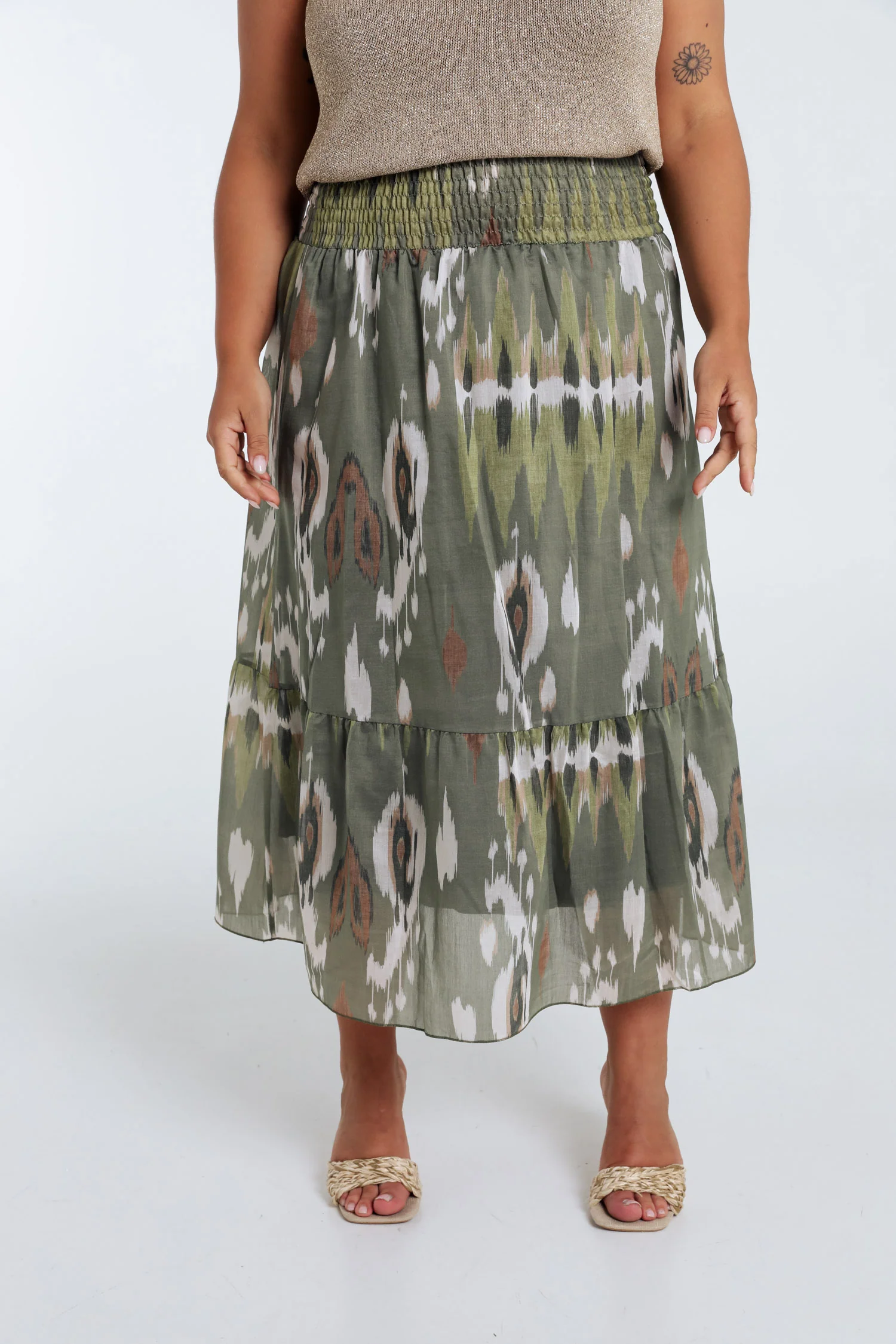 Mid-length jurk van viscose met etnische print