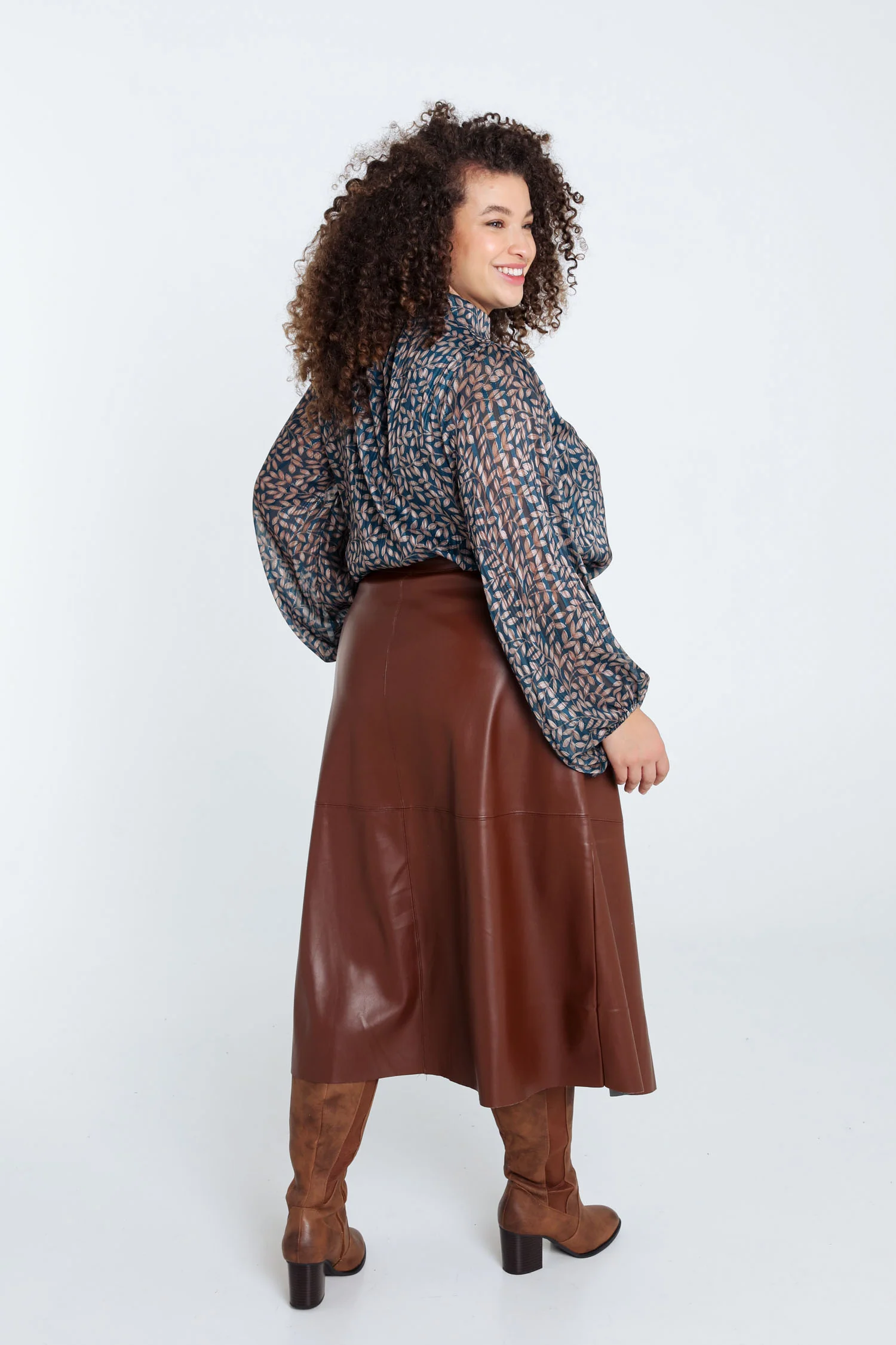 Halflange, effen rok in imitatieleer - Image 13