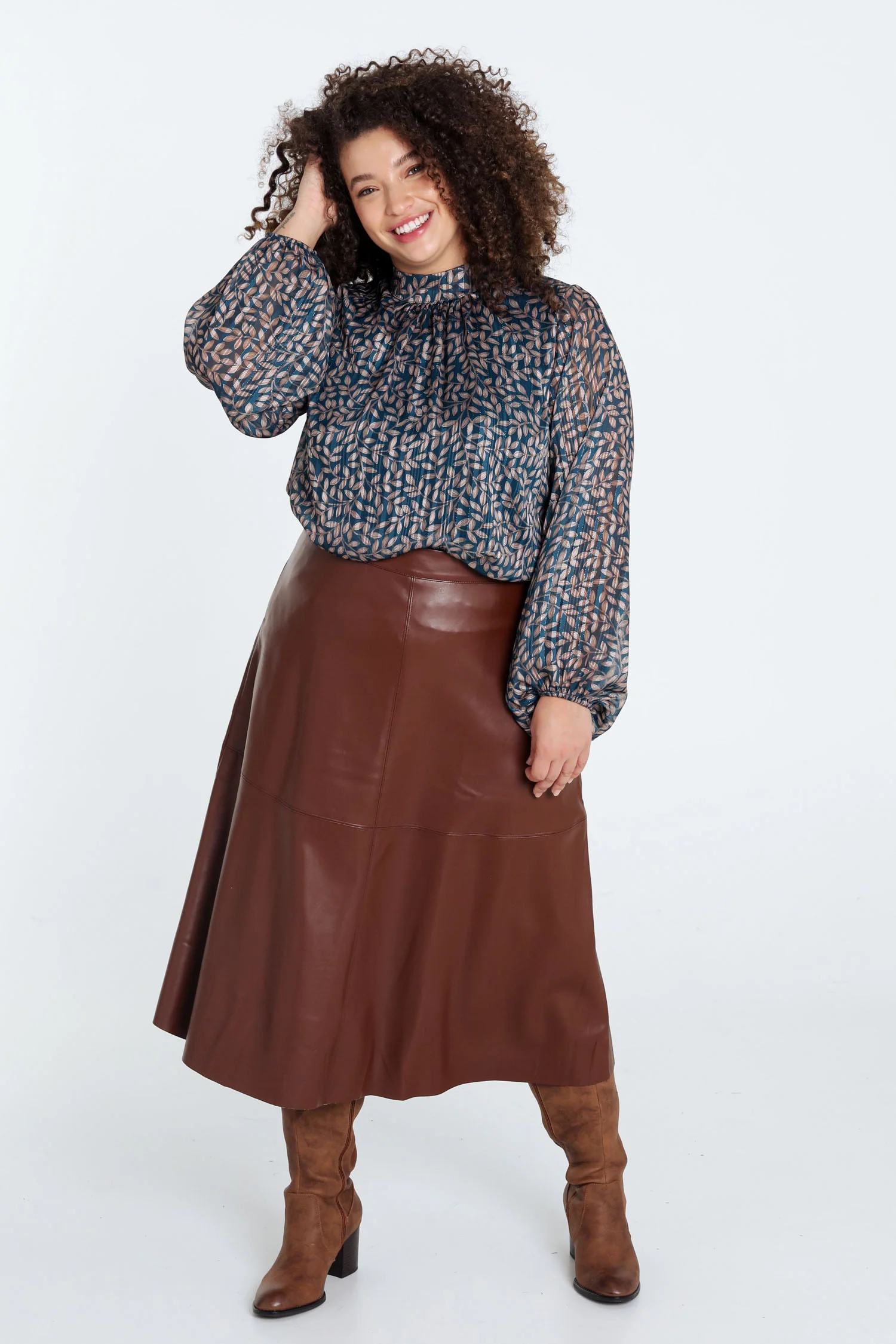 Halflange, effen rok in imitatieleer - Image 18