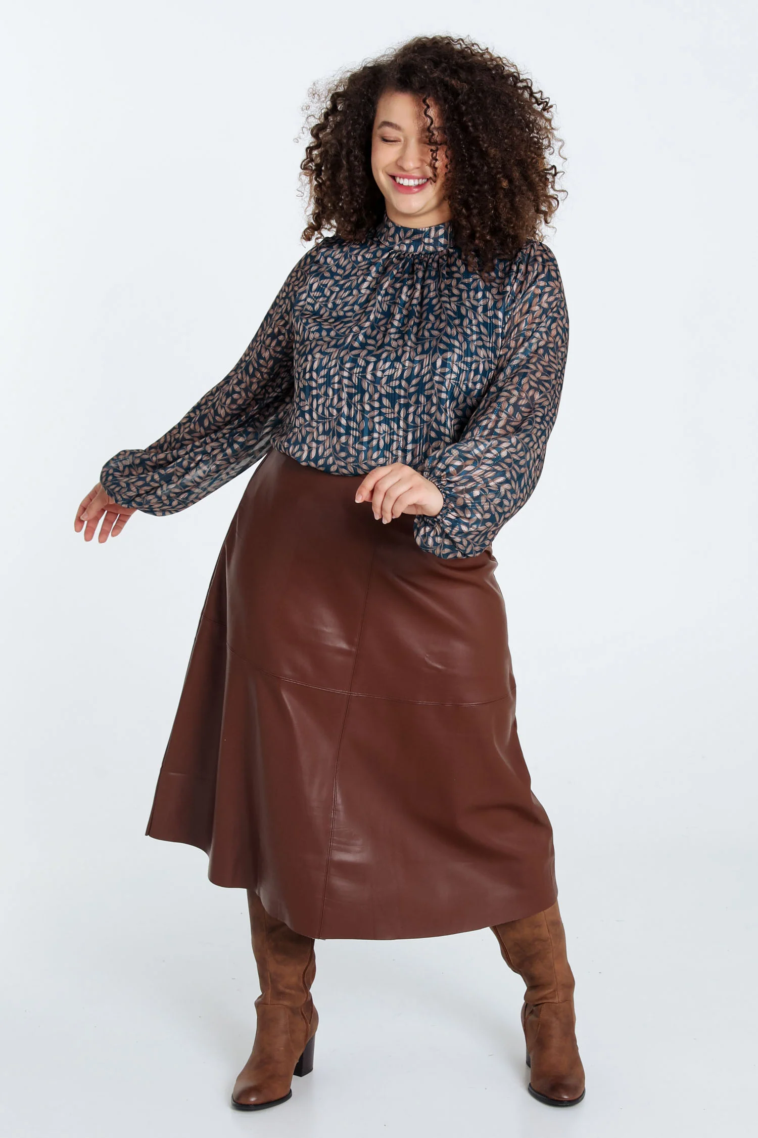 Halflange, effen rok in imitatieleer - Image 19