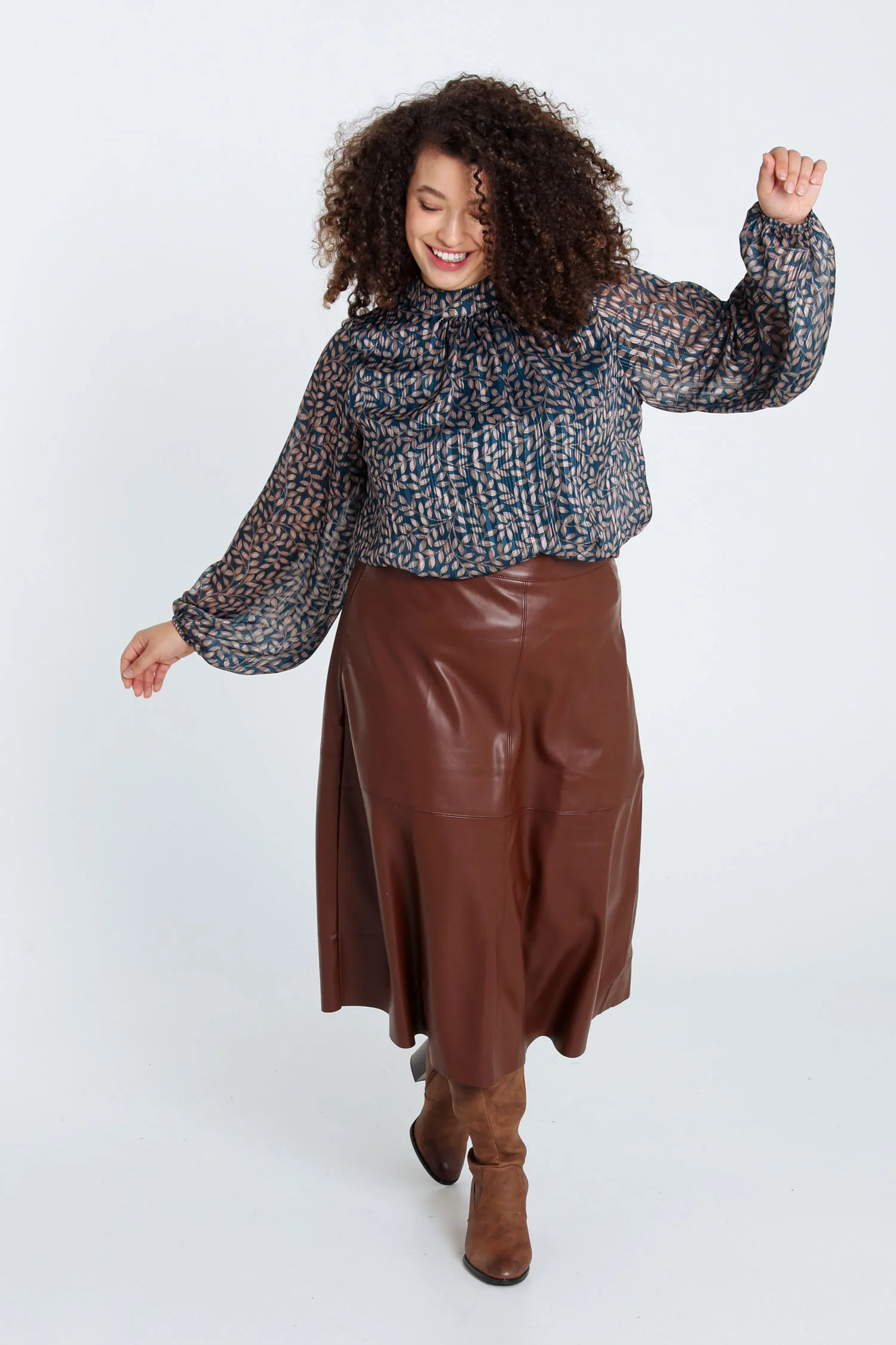 Halflange, effen rok in imitatieleer - Image 20