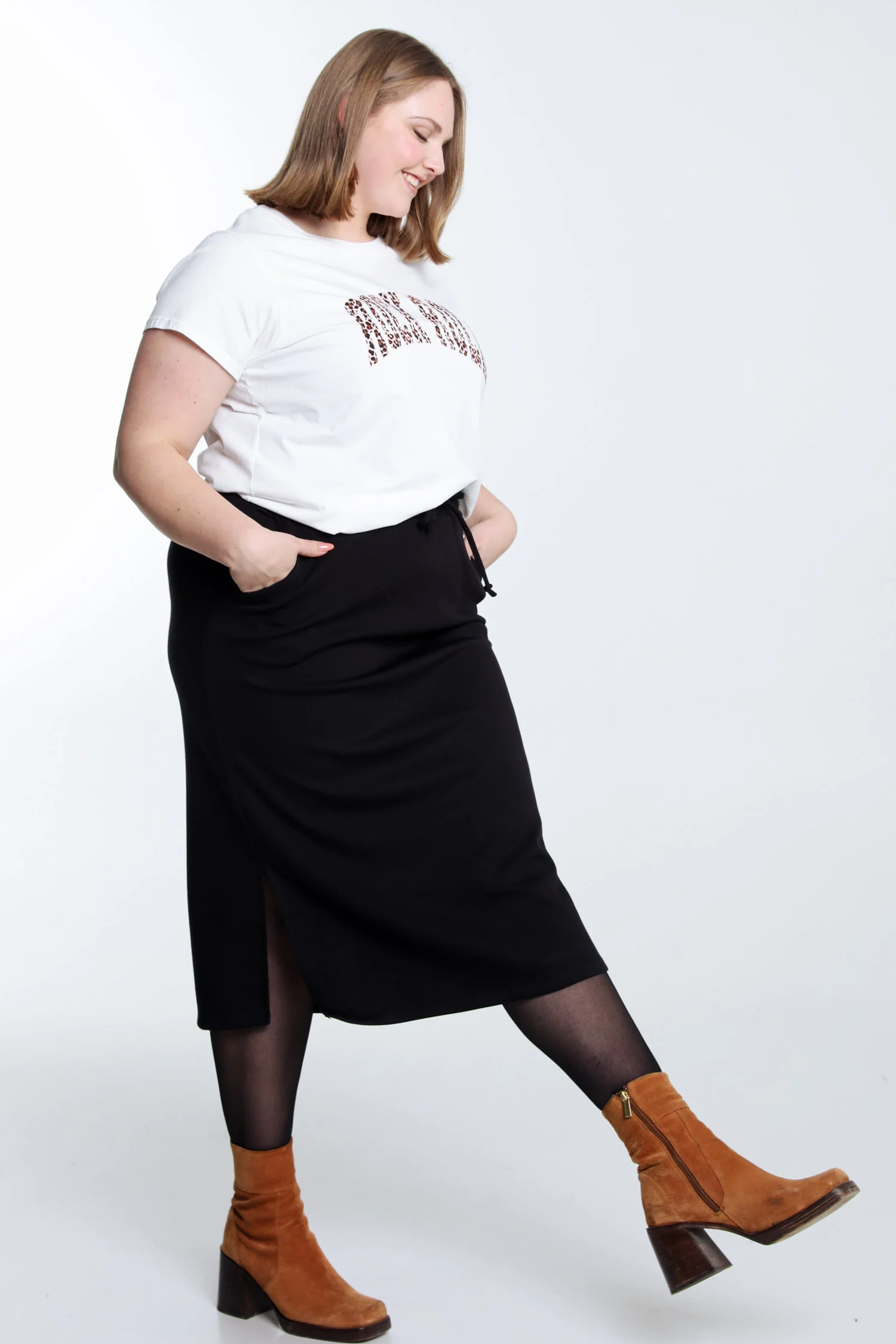 Halflange effen fleece rok - Image 9