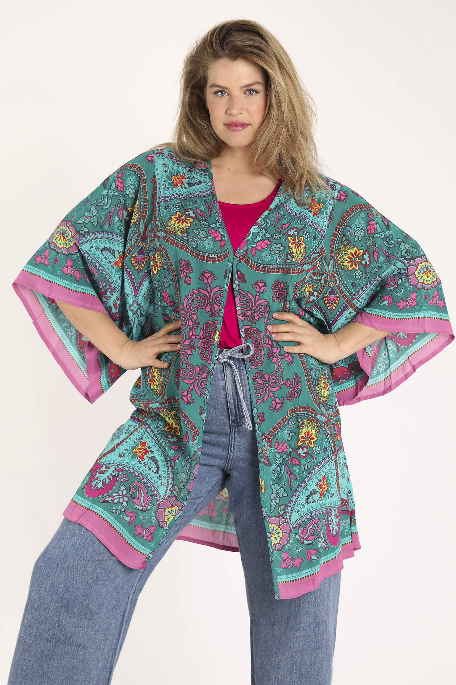 Exclusief SHEEGO - Kimono van viscose met paisleyprint - Image 4